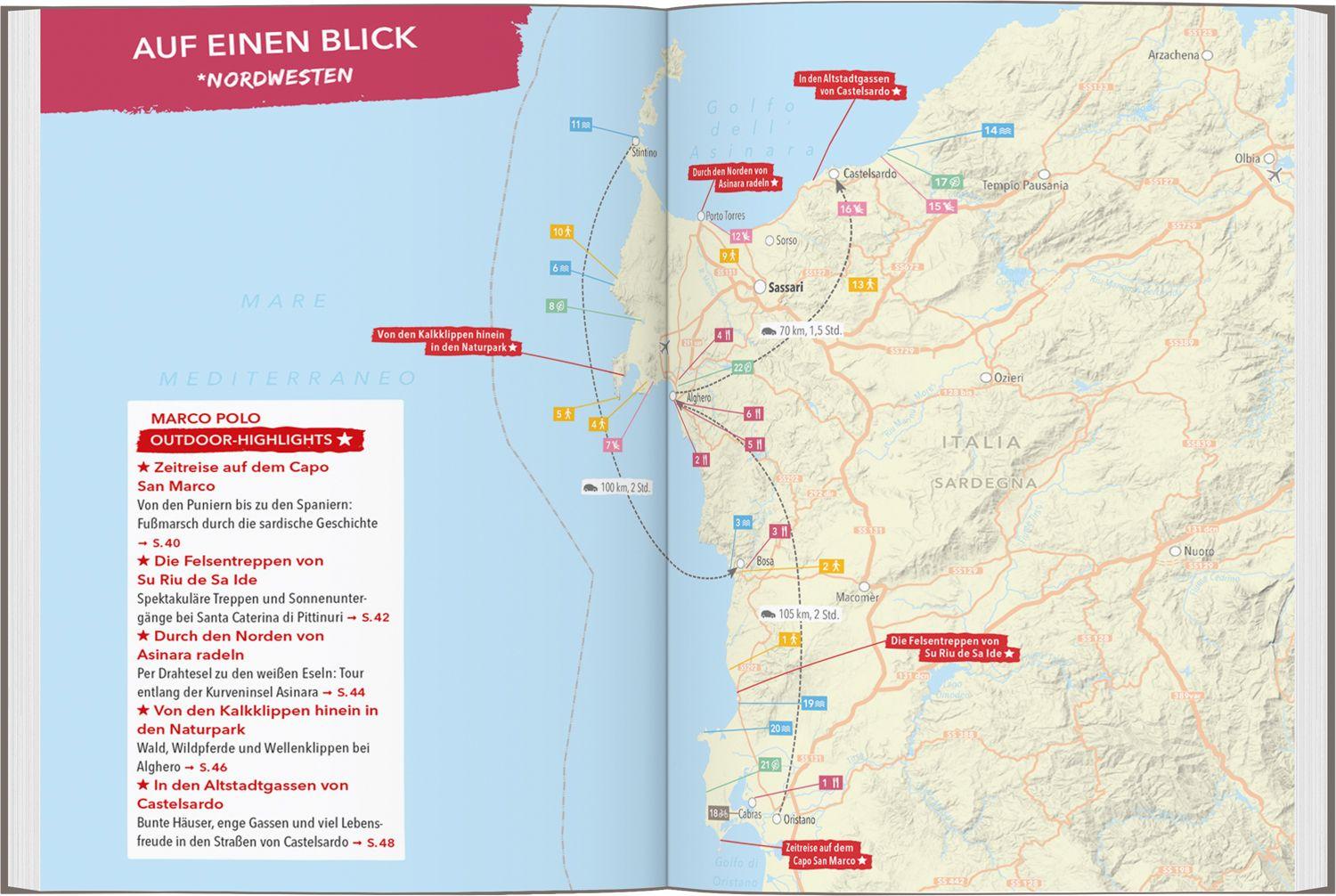 Beispielinhalt (Bild) MARCO POLO OUTDOOR GUIDE Reiseführer Sardinien