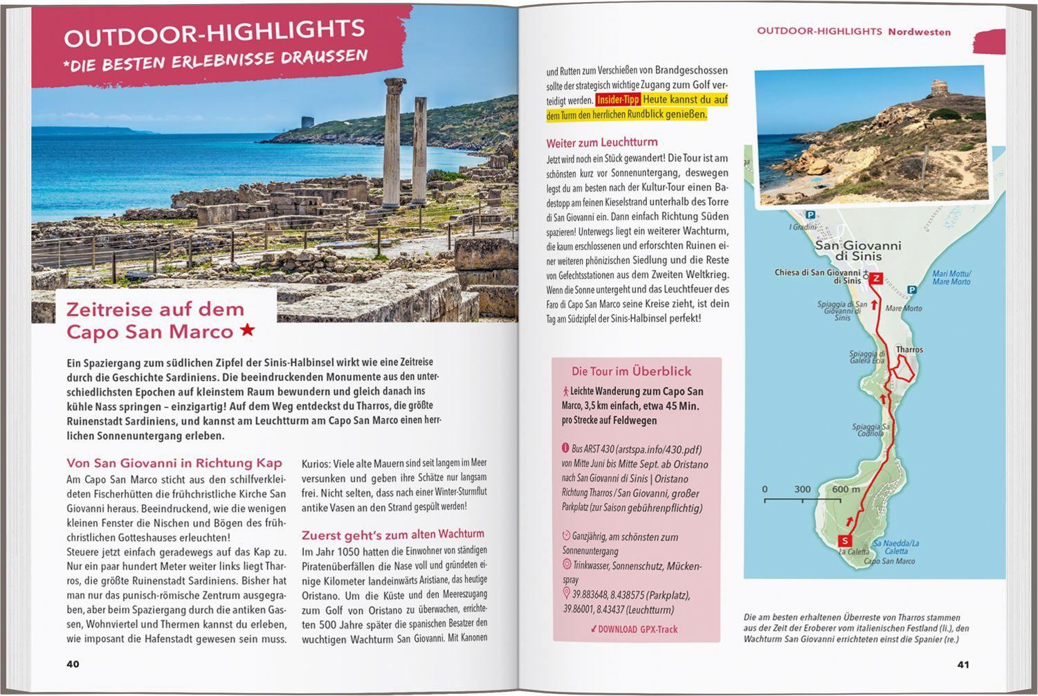 Beispielinhalt (Bild) MARCO POLO OUTDOOR GUIDE Reiseführer Sardinien