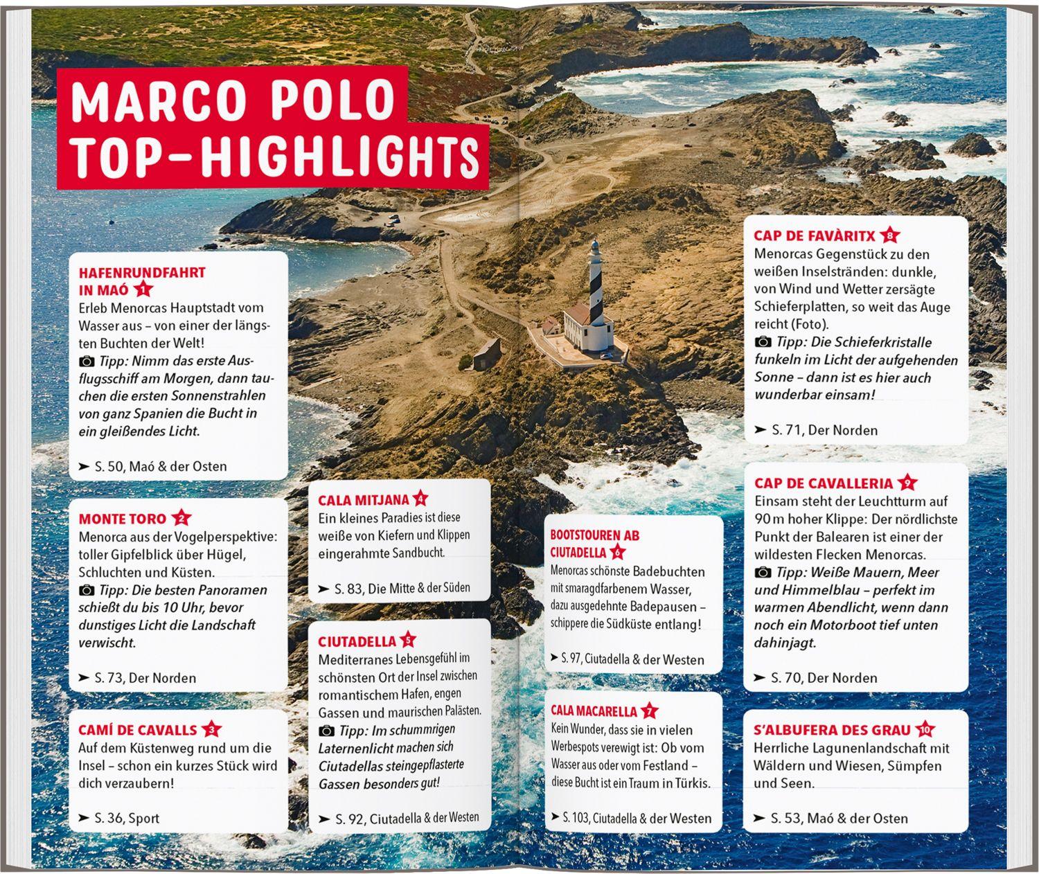 Beispielinhalt (Bild) MARCO POLO Reiseführer Menorca