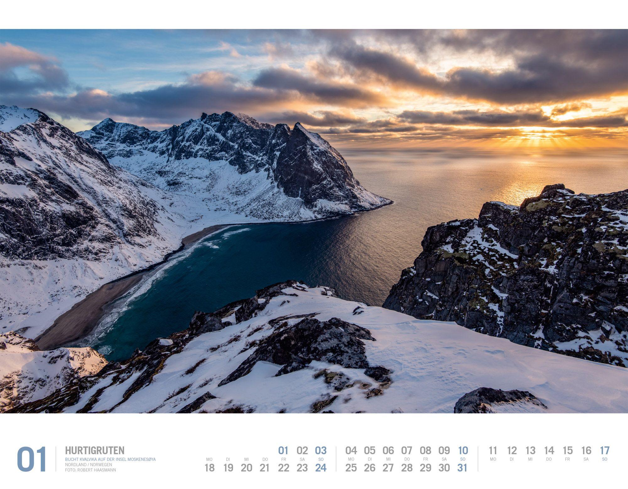 Beispielinhalt (Bild) Hurtigruten Kalender 2027 | Unterwegs zwischen Bergen und Kirkenes