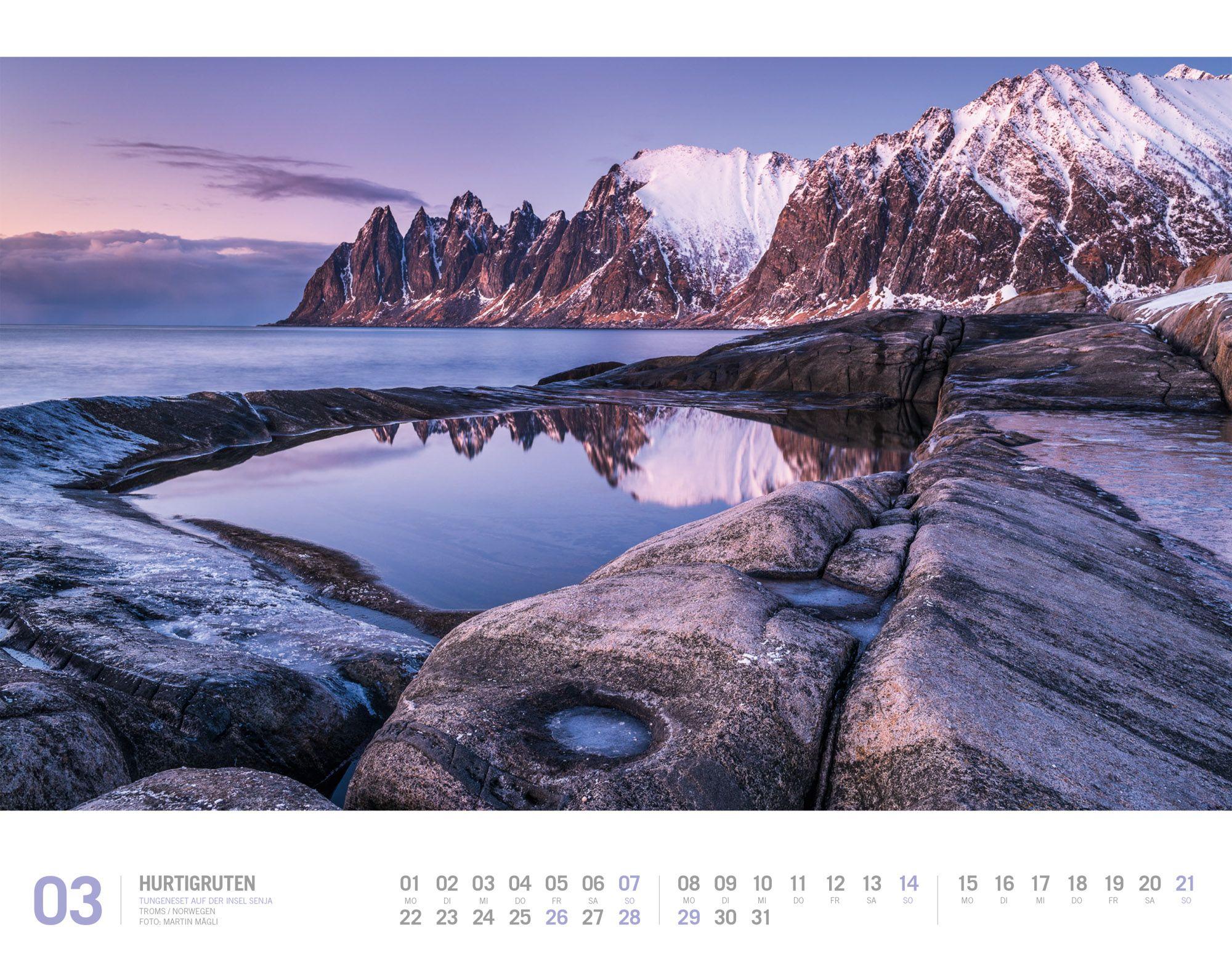 Beispielinhalt (Bild) Hurtigruten Kalender 2027 | Unterwegs zwischen Bergen und Kirkenes