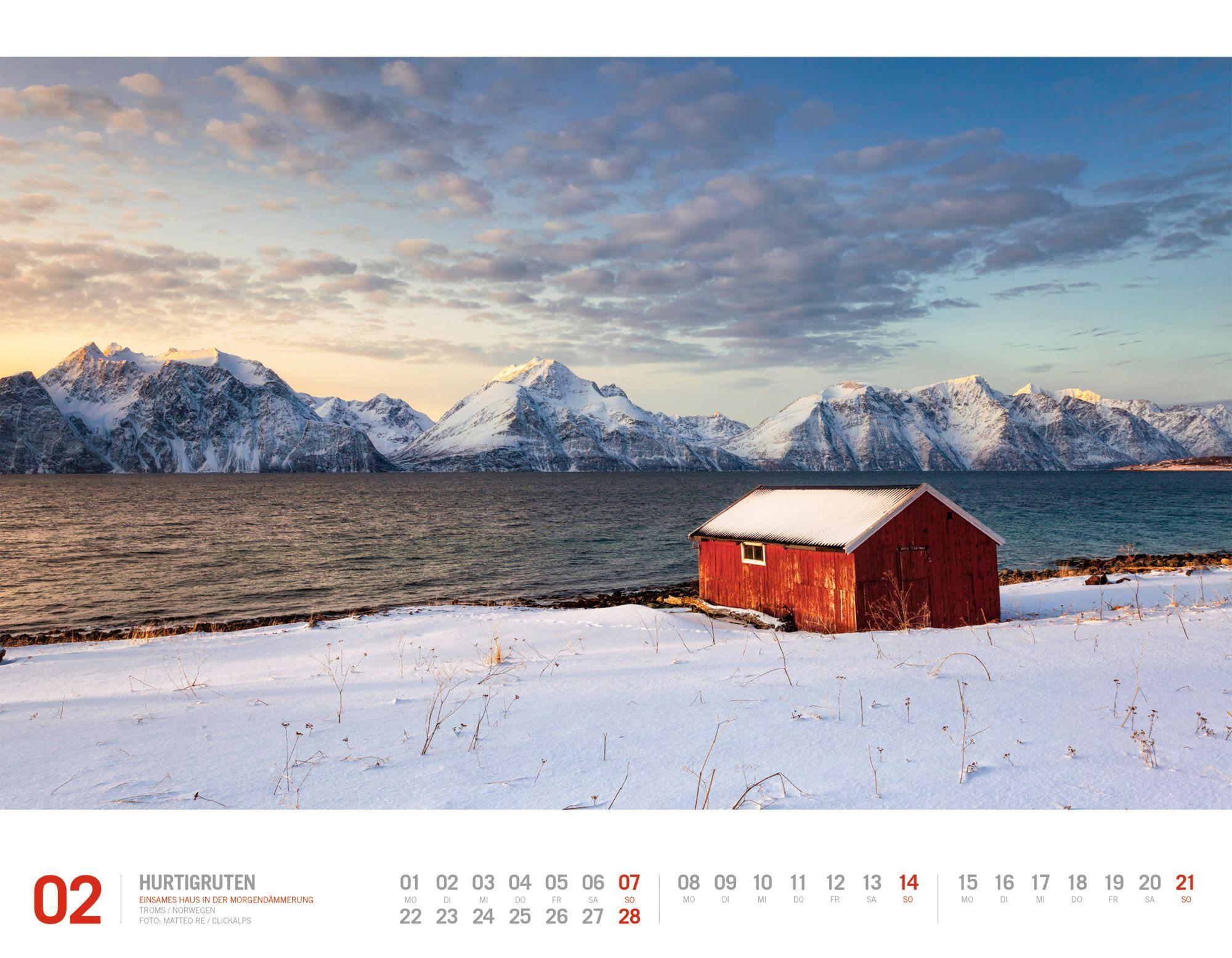 Beispielinhalt (Bild) Hurtigruten Kalender 2027 | Unterwegs zwischen Bergen und Kirkenes