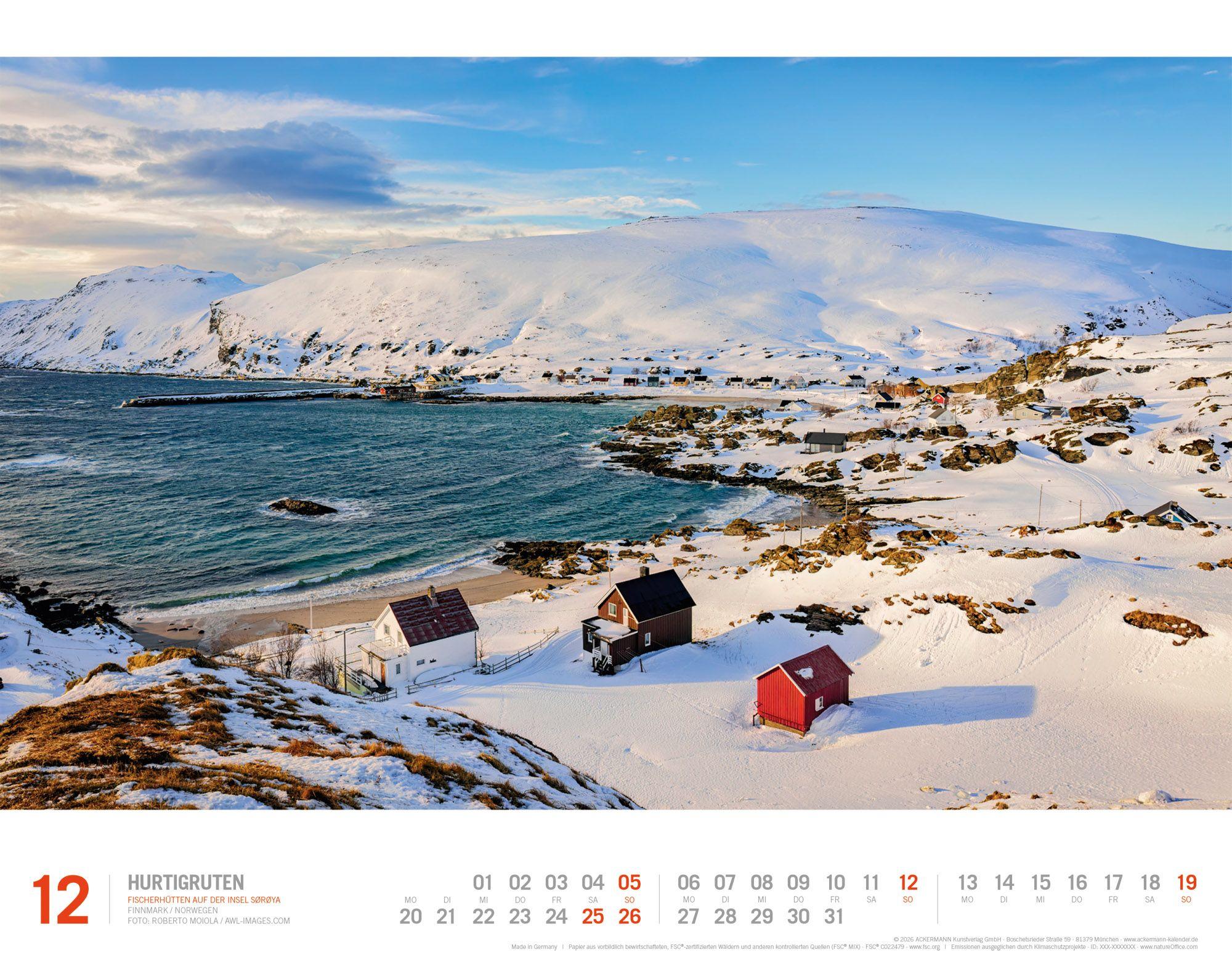 Beispielinhalt (Bild) Hurtigruten Kalender 2027 | Unterwegs zwischen Bergen und Kirkenes