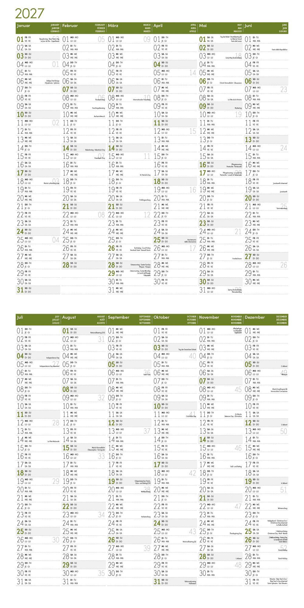Beispielinhalt (Bild) Bäume Kalender 2027 - 30x30 - Art12