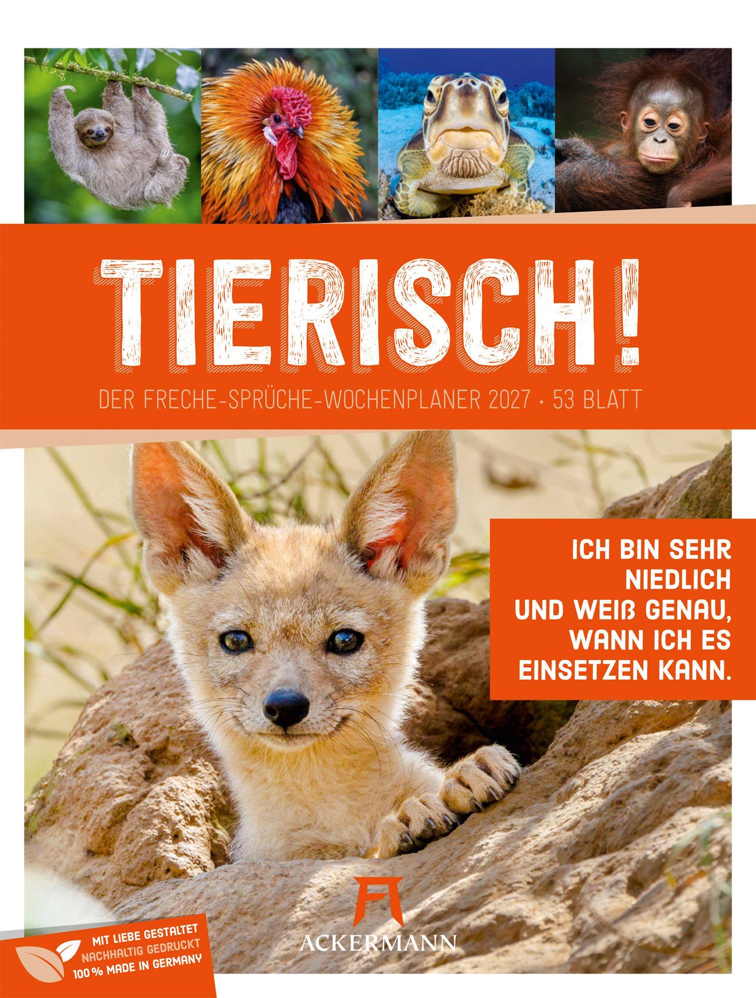 Vorderes Coverbild Tierisch Sprüchekalender Wochenplaner 2027