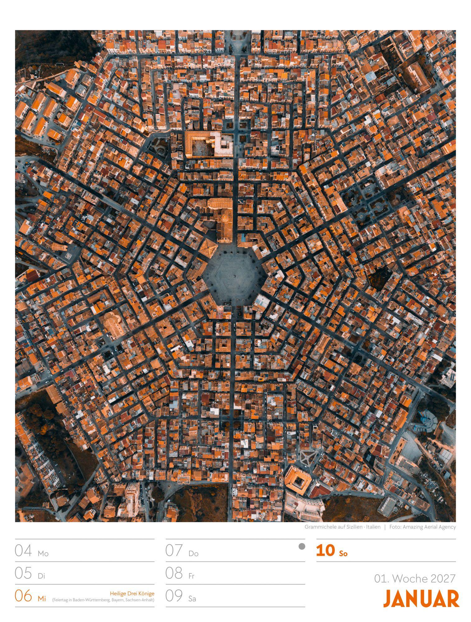 Beispielinhalt (Bild) Welt von Oben Wochenplaner Luftbild-Kalender 2027