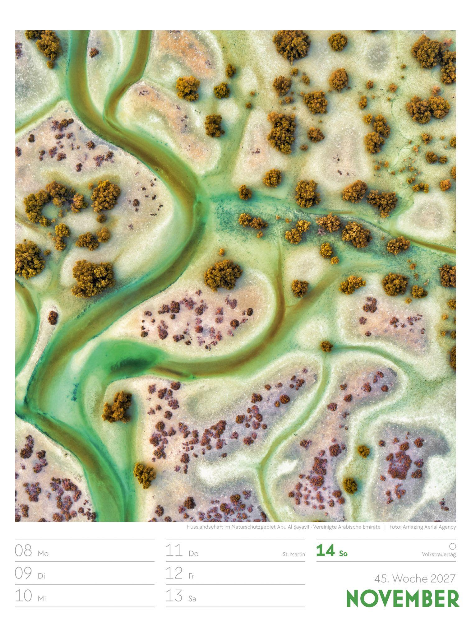 Beispielinhalt (Bild) Welt von Oben Wochenplaner Luftbild-Kalender 2027
