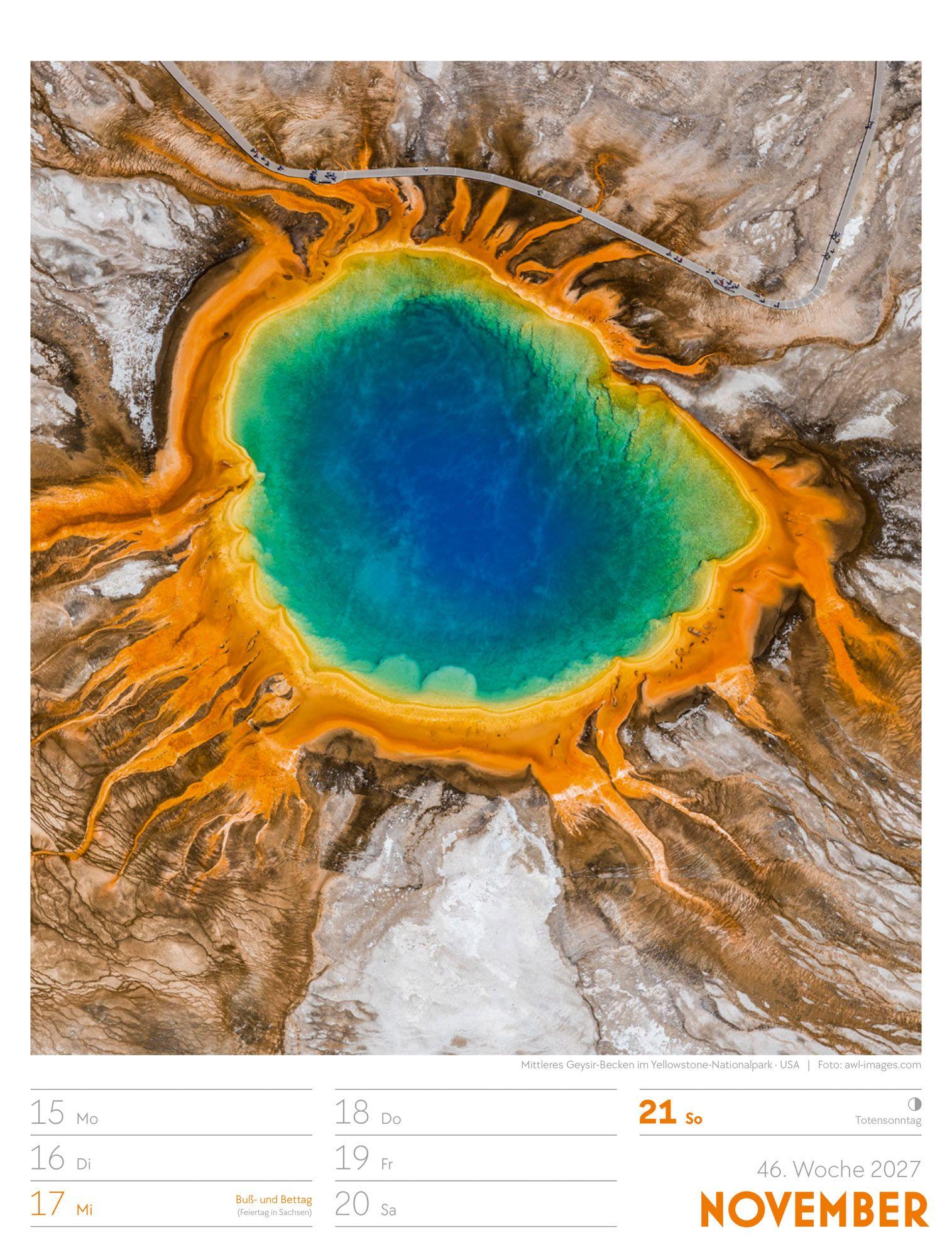 Beispielinhalt (Bild) Welt von Oben Wochenplaner Luftbild-Kalender 2027