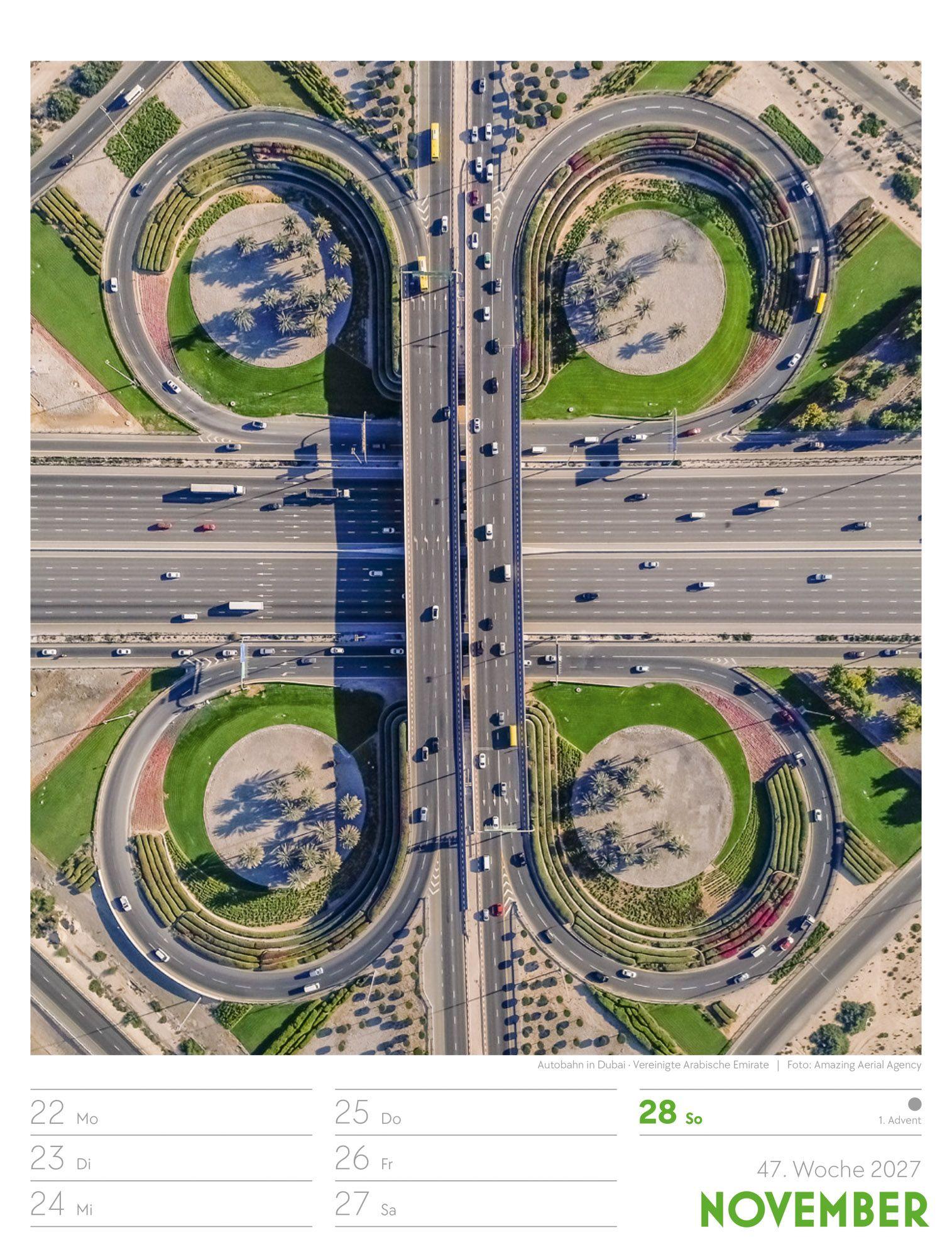 Beispielinhalt (Bild) Welt von Oben Wochenplaner Luftbild-Kalender 2027