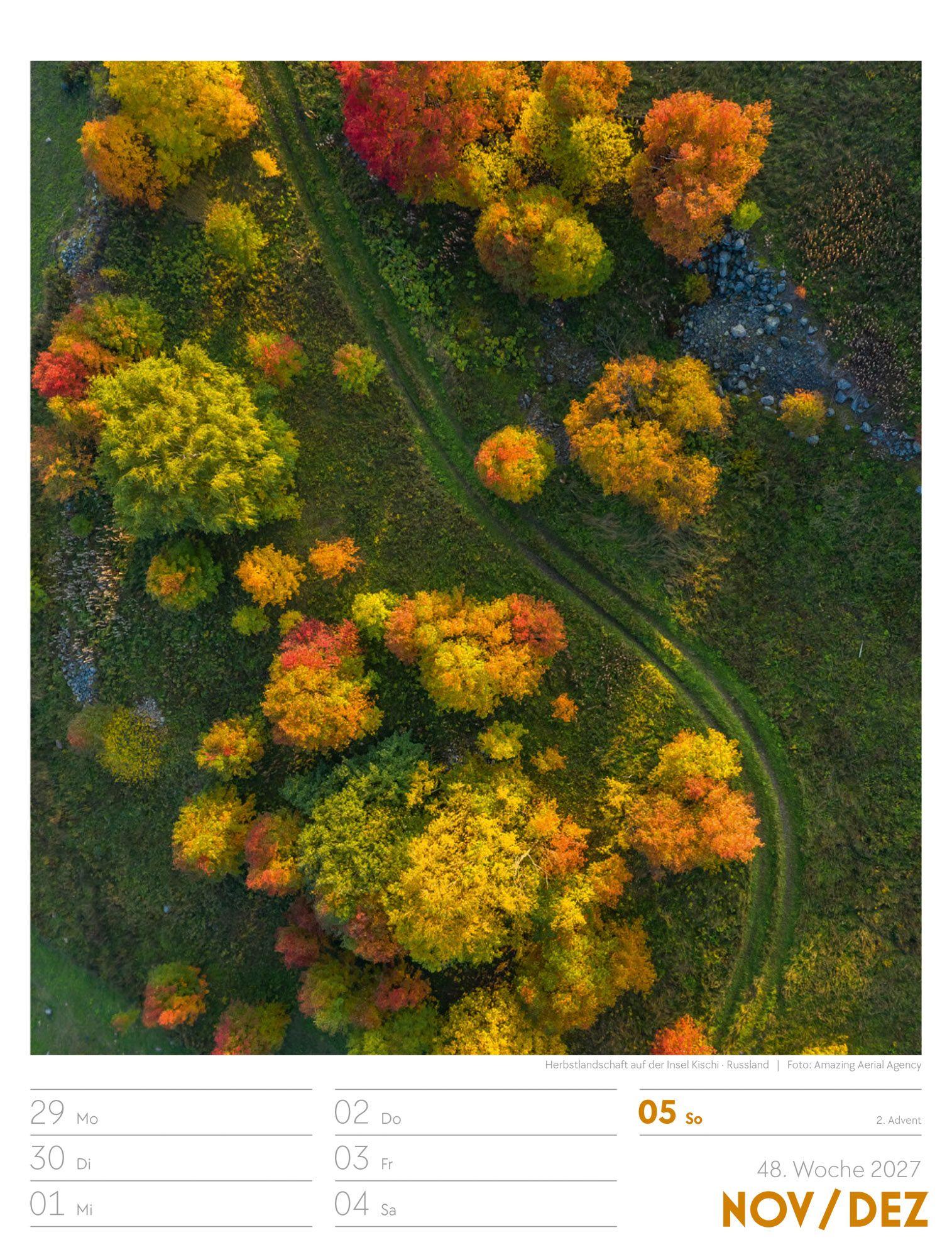 Beispielinhalt (Bild) Welt von Oben Wochenplaner Luftbild-Kalender 2027