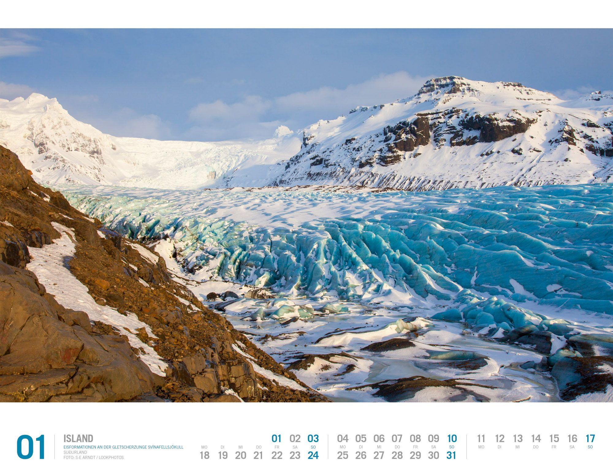 Beispielinhalt (Bild) Island Kalender 2027 | Unterwegs zwischen Gletschern und Geysiren