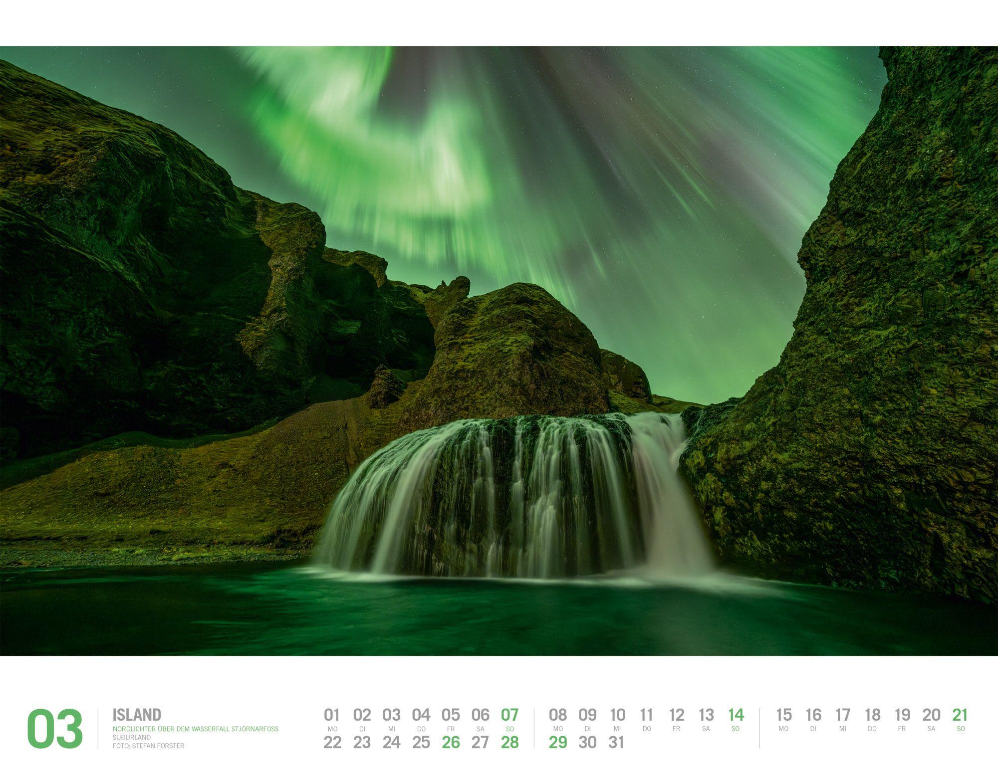 Beispielinhalt (Bild) Island Kalender 2027 | Unterwegs zwischen Gletschern und Geysiren