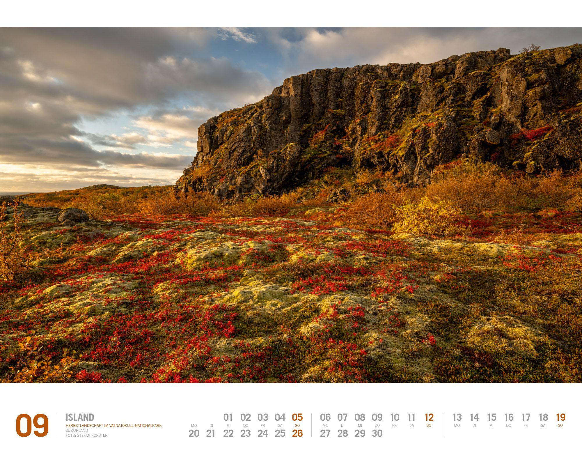 Beispielinhalt (Bild) Island Kalender 2027 | Unterwegs zwischen Gletschern und Geysiren