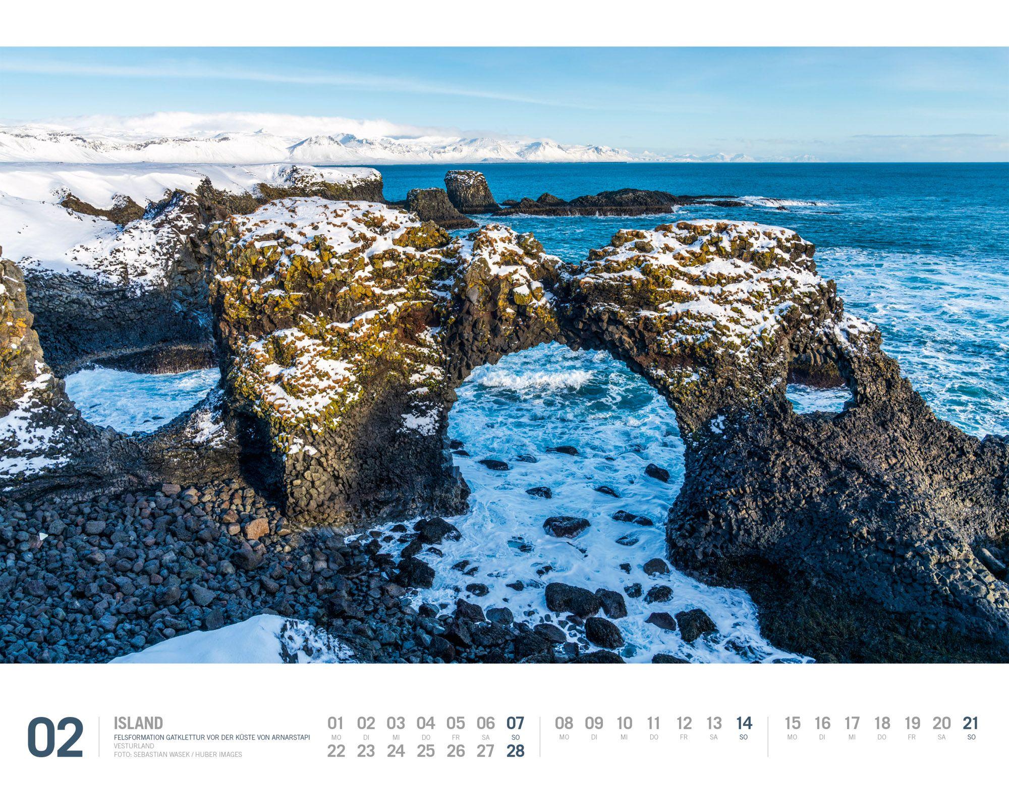 Beispielinhalt (Bild) Island Kalender 2027 | Unterwegs zwischen Gletschern und Geysiren