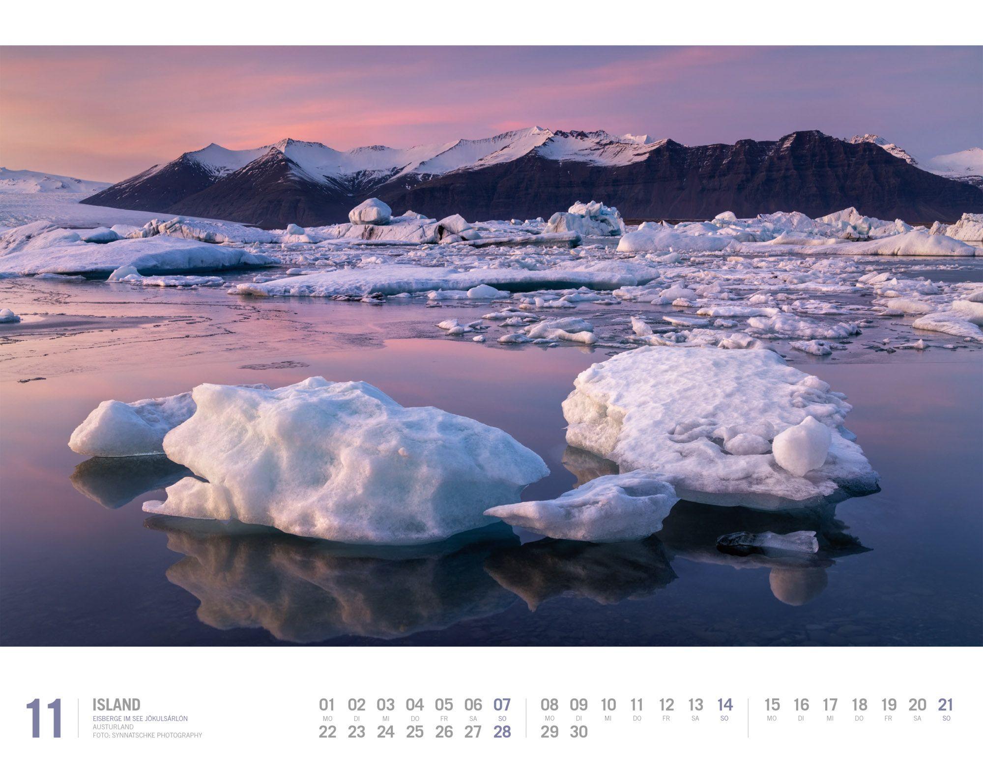 Beispielinhalt (Bild) Island Kalender 2027 | Unterwegs zwischen Gletschern und Geysiren