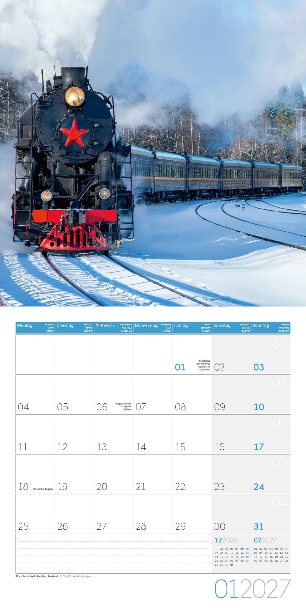 Beispielinhalt (Bild) Lokomotiven Kalender 2027 - 30x30 - Art12