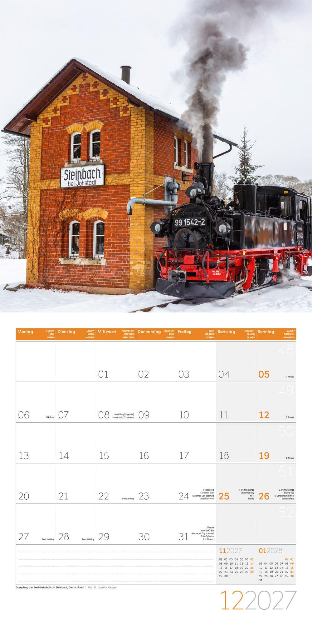 Beispielinhalt (Bild) Lokomotiven Kalender 2027 - 30x30 - Art12