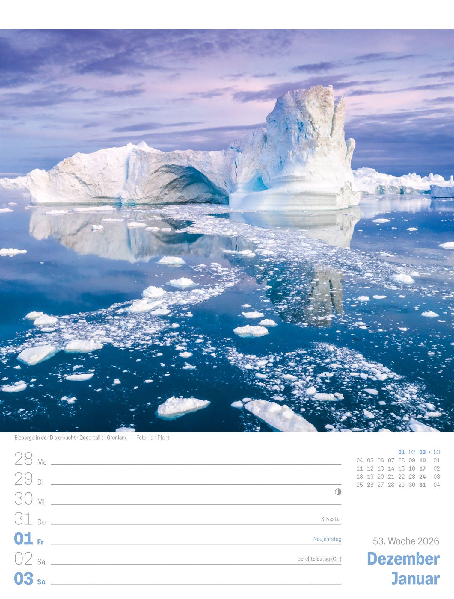 Beispielinhalt (Bild) Planet Erde Wochenplaner Kalender 2027 | Landschaften der Welt