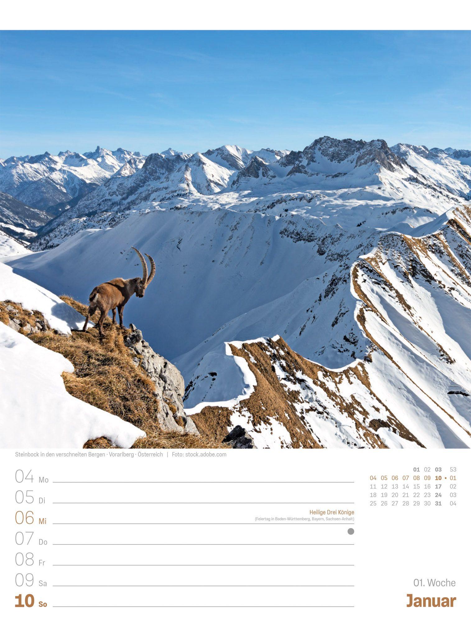 Beispielinhalt (Bild) Planet Erde Wochenplaner Kalender 2027 | Landschaften der Welt