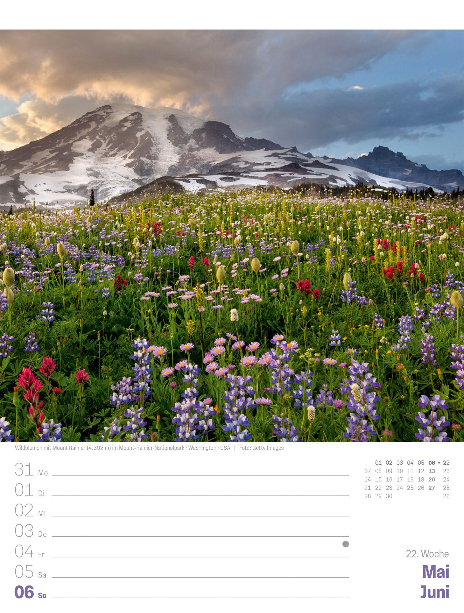Beispielinhalt (Bild) Planet Erde Wochenplaner Kalender 2027 | Landschaften der Welt