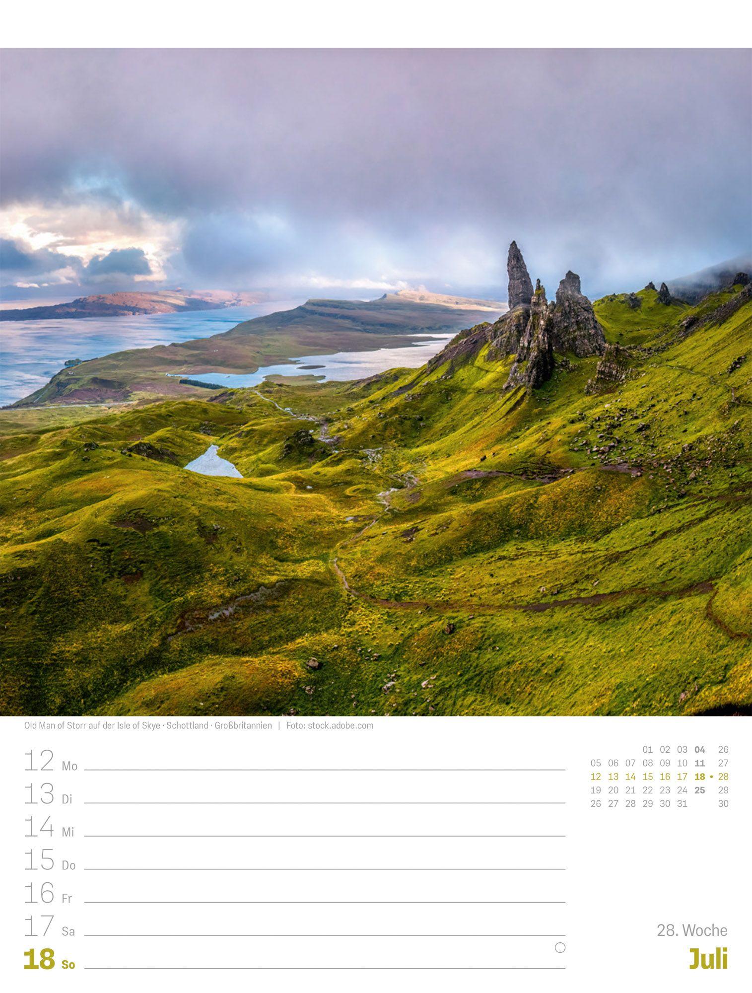 Beispielinhalt (Bild) Planet Erde Wochenplaner Kalender 2027 | Landschaften der Welt