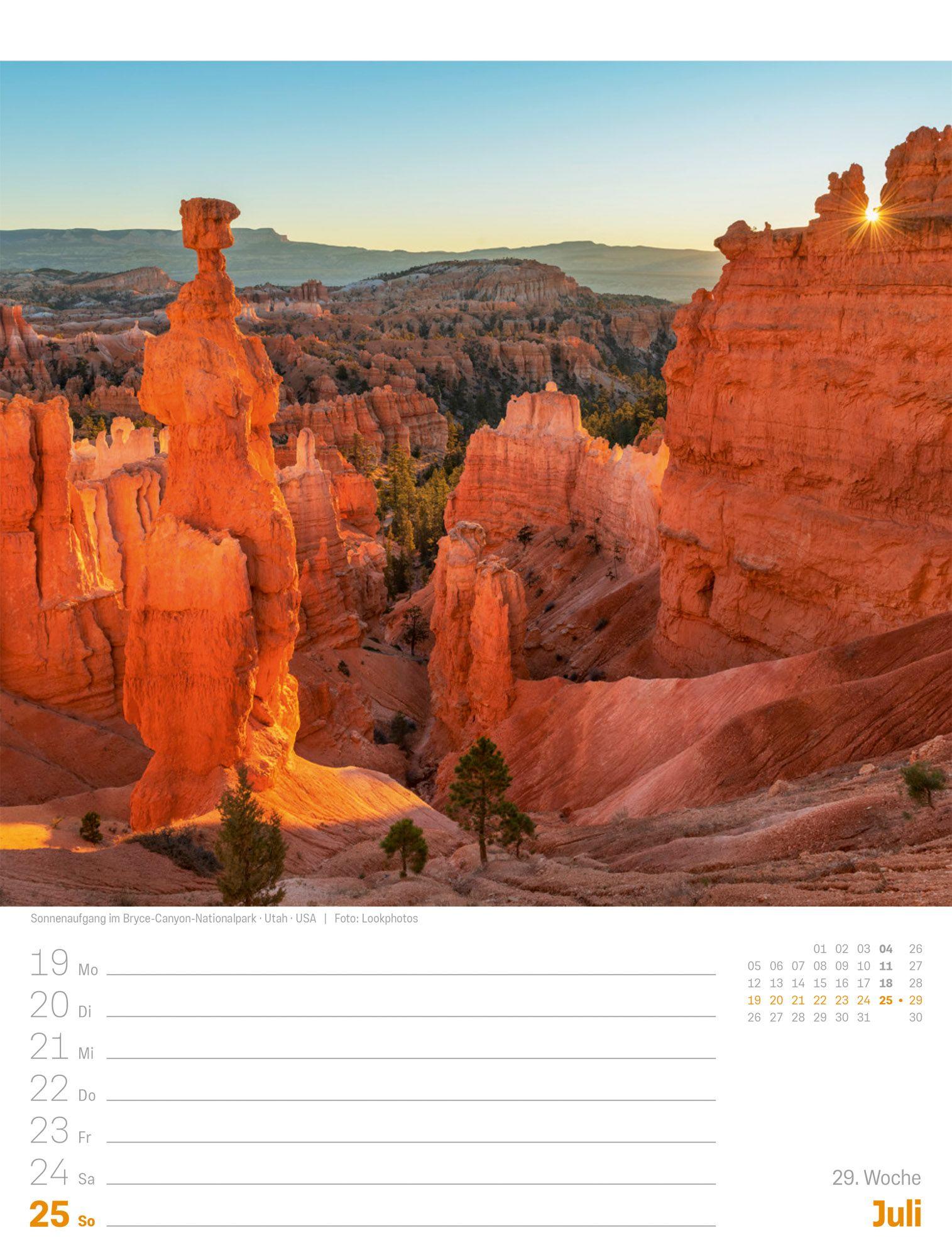 Beispielinhalt (Bild) Planet Erde Wochenplaner Kalender 2027 | Landschaften der Welt