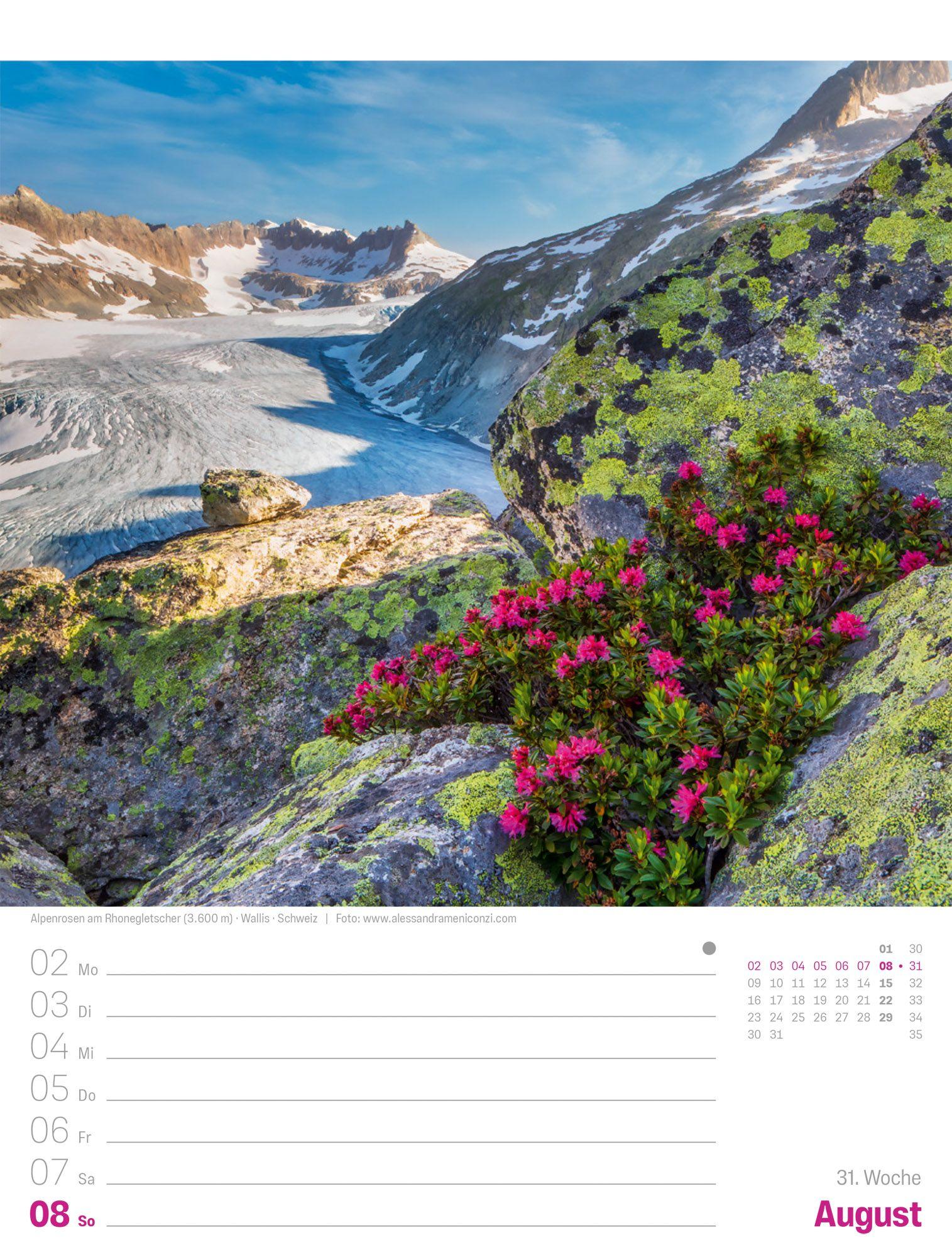 Beispielinhalt (Bild) Planet Erde Wochenplaner Kalender 2027 | Landschaften der Welt