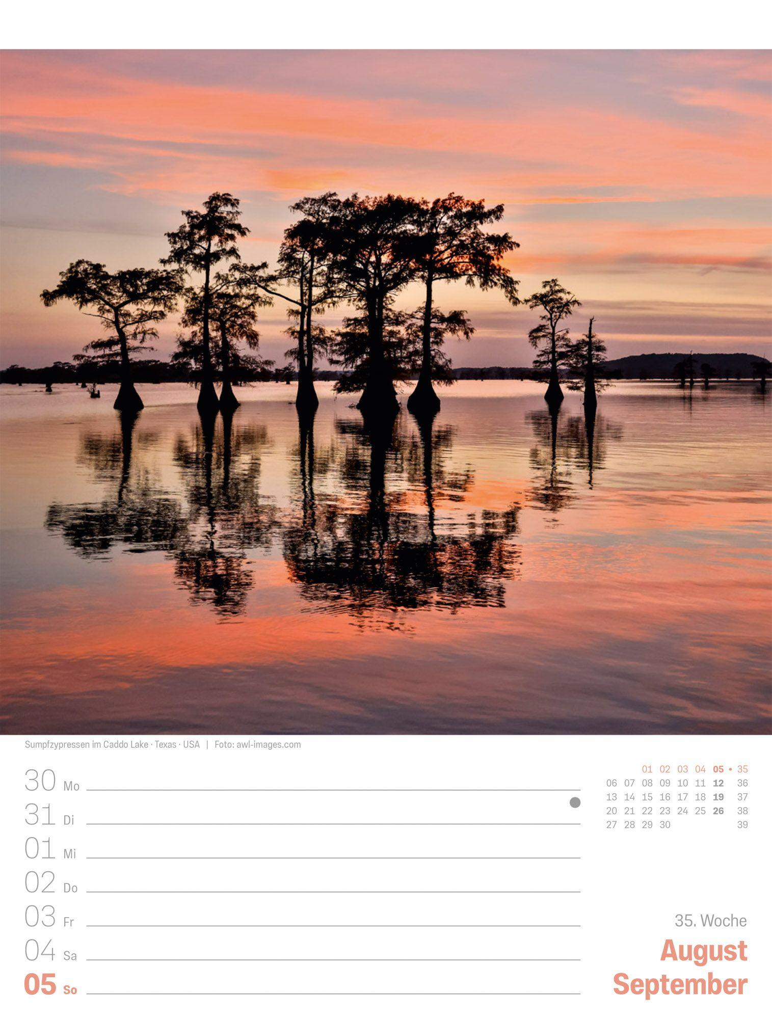 Beispielinhalt (Bild) Planet Erde Wochenplaner Kalender 2027 | Landschaften der Welt