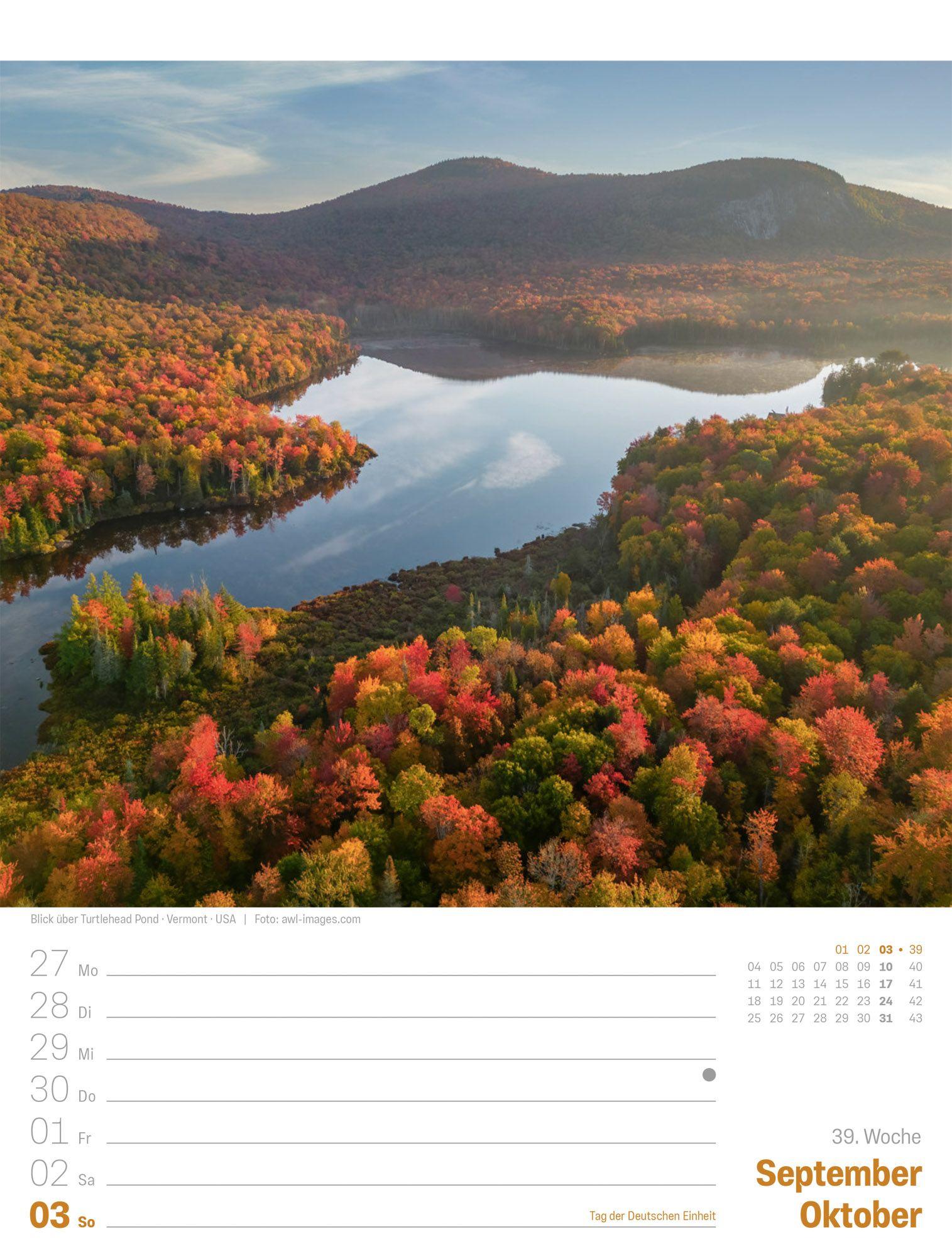 Beispielinhalt (Bild) Planet Erde Wochenplaner Kalender 2027 | Landschaften der Welt