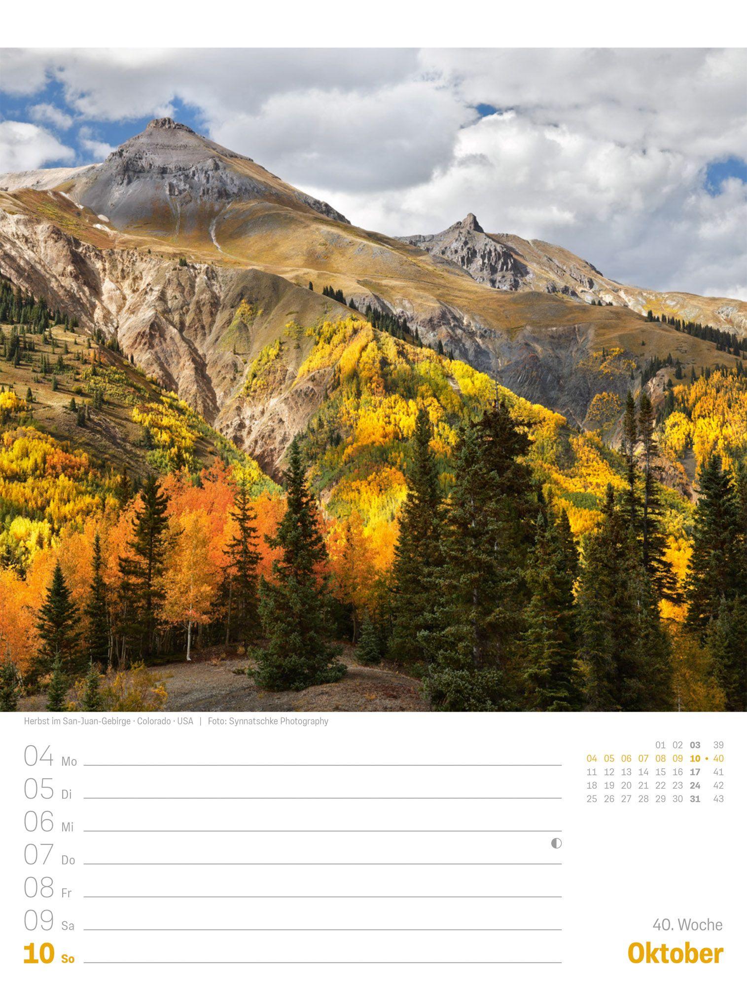 Beispielinhalt (Bild) Planet Erde Wochenplaner Kalender 2027 | Landschaften der Welt