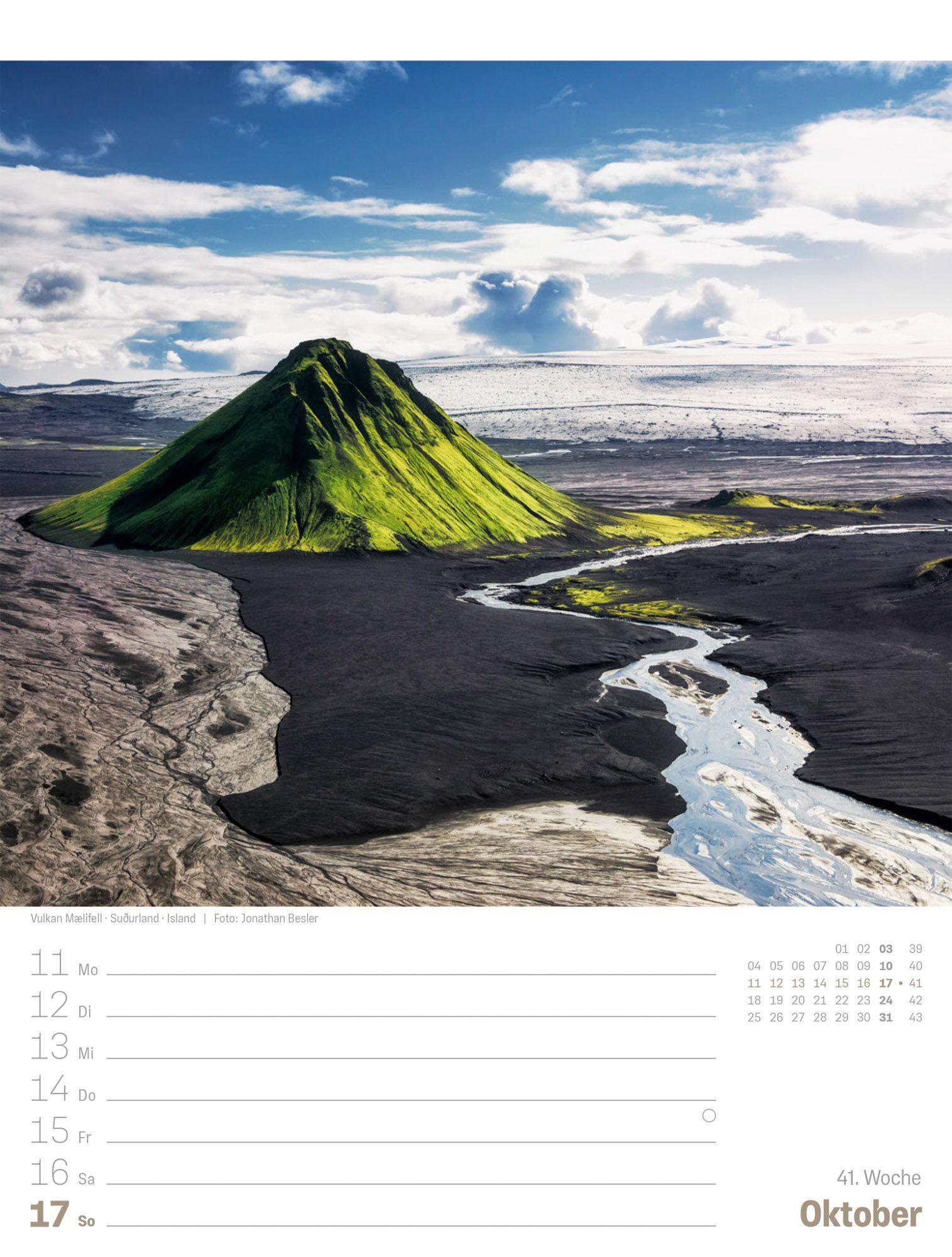 Beispielinhalt (Bild) Planet Erde Wochenplaner Kalender 2027 | Landschaften der Welt