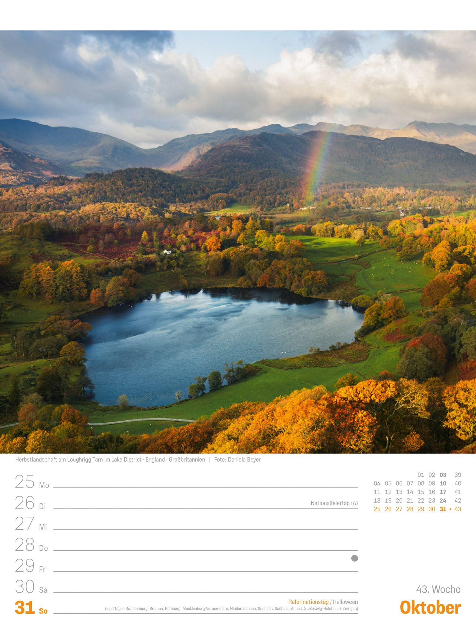 Beispielinhalt (Bild) Planet Erde Wochenplaner Kalender 2027 | Landschaften der Welt