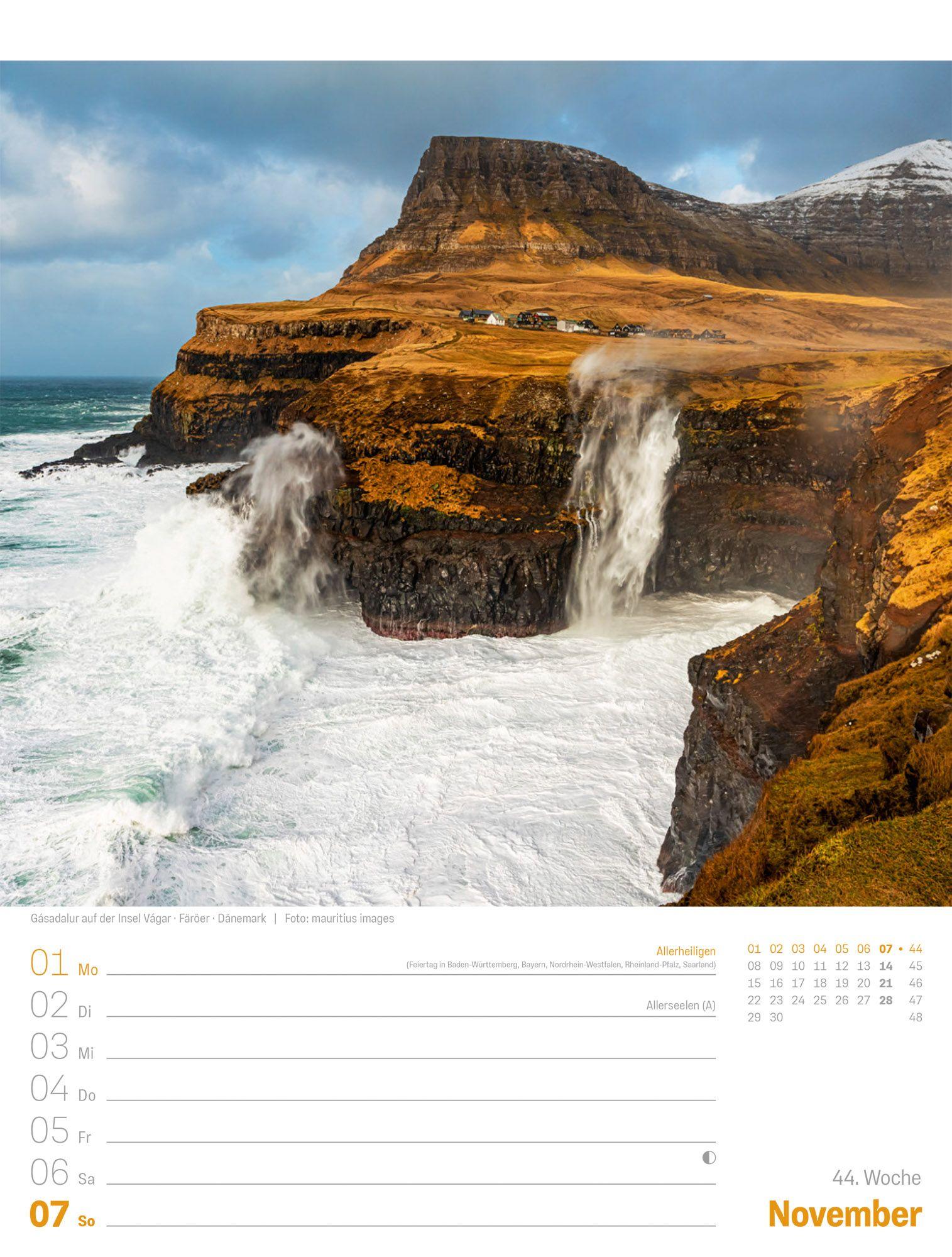 Beispielinhalt (Bild) Planet Erde Wochenplaner Kalender 2027 | Landschaften der Welt