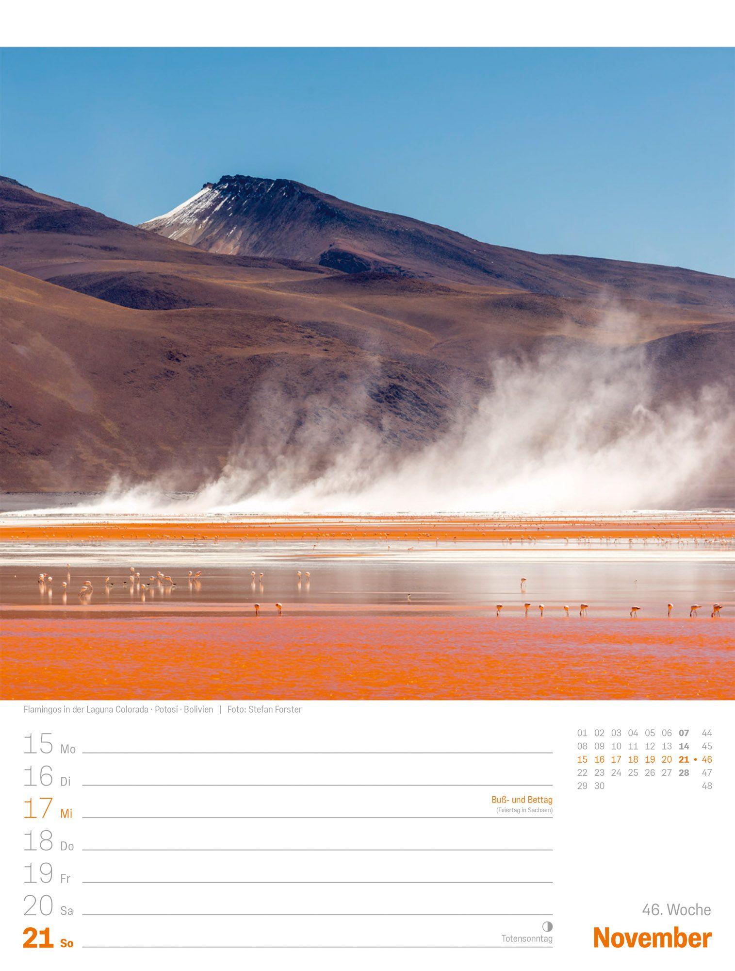 Beispielinhalt (Bild) Planet Erde Wochenplaner Kalender 2027 | Landschaften der Welt