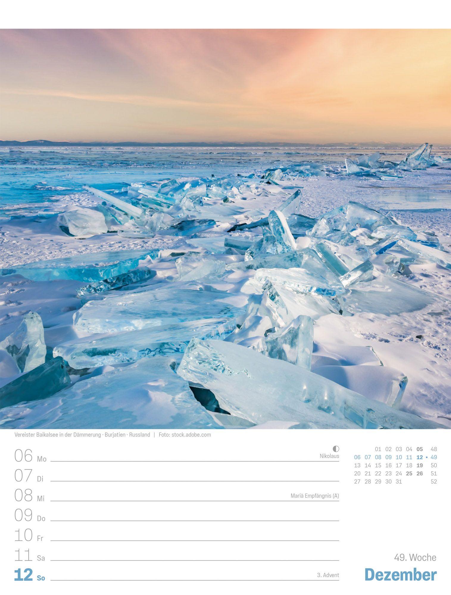 Beispielinhalt (Bild) Planet Erde Wochenplaner Kalender 2027 | Landschaften der Welt