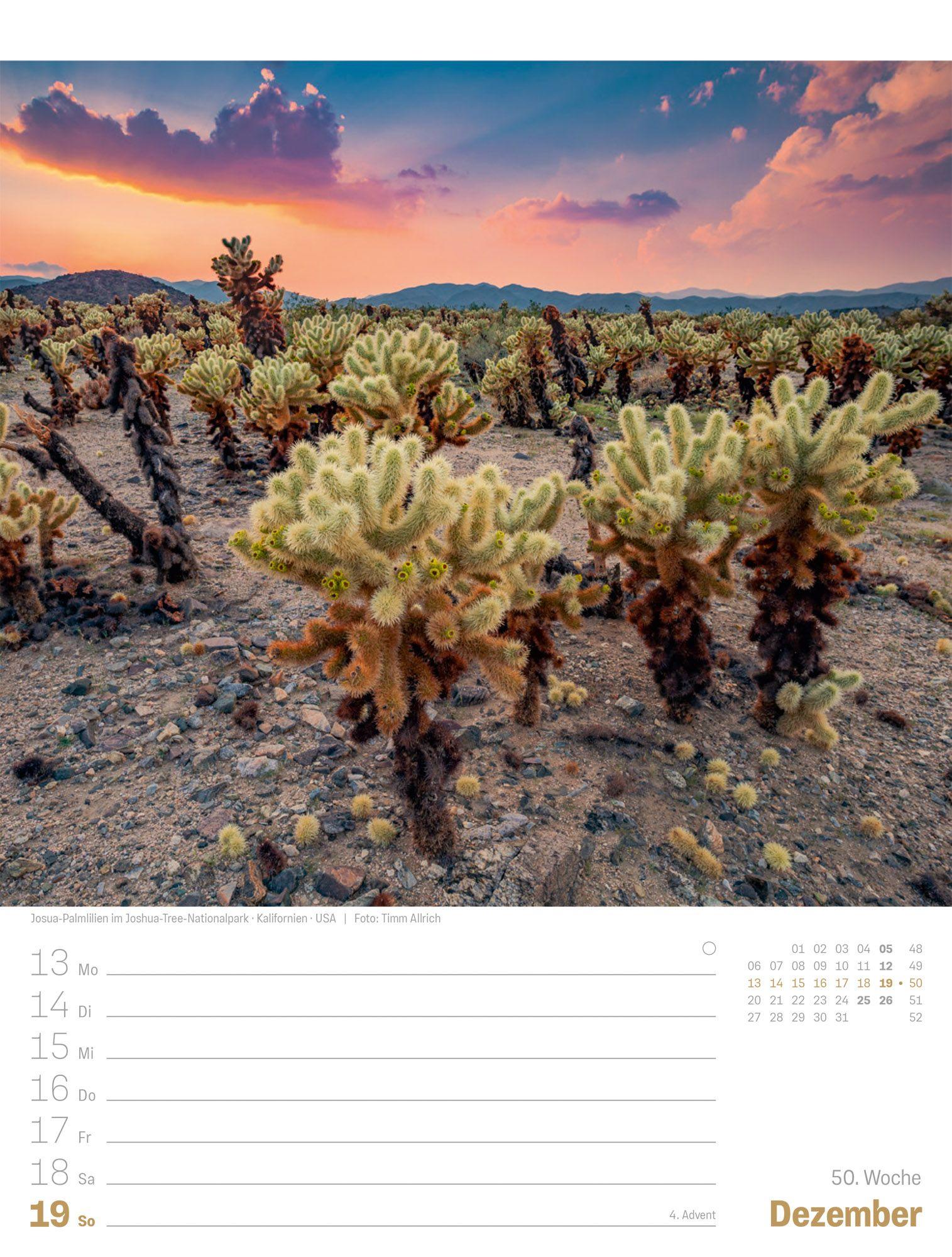 Beispielinhalt (Bild) Planet Erde Wochenplaner Kalender 2027 | Landschaften der Welt