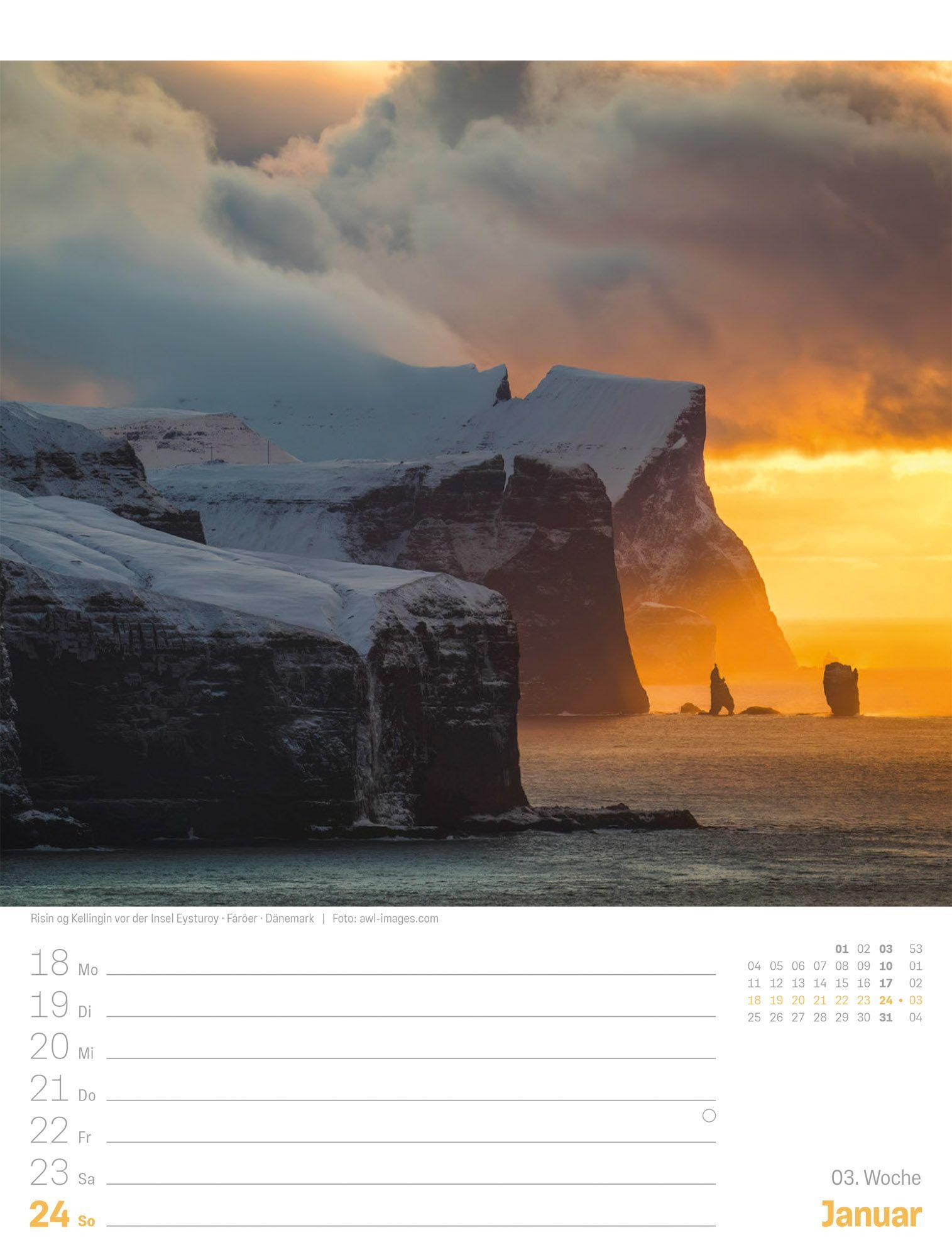 Beispielinhalt (Bild) Planet Erde Wochenplaner Kalender 2027 | Landschaften der Welt