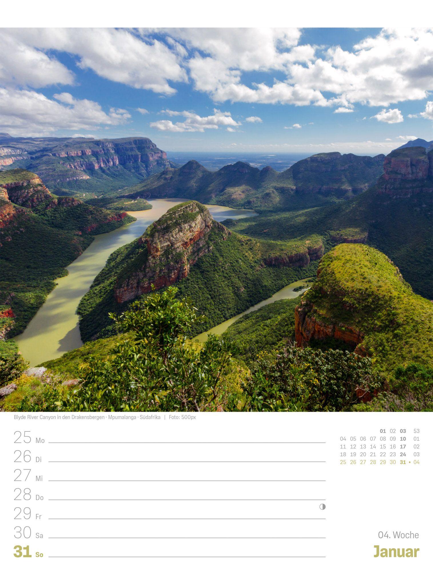 Beispielinhalt (Bild) Planet Erde Wochenplaner Kalender 2027 | Landschaften der Welt