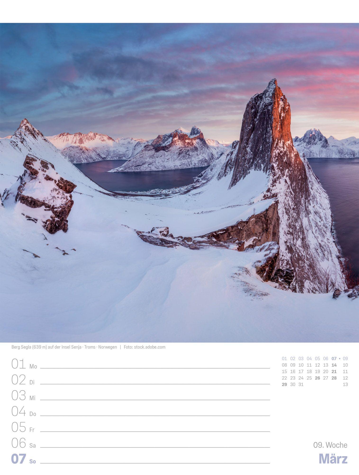 Beispielinhalt (Bild) Planet Erde Wochenplaner Kalender 2027 | Landschaften der Welt