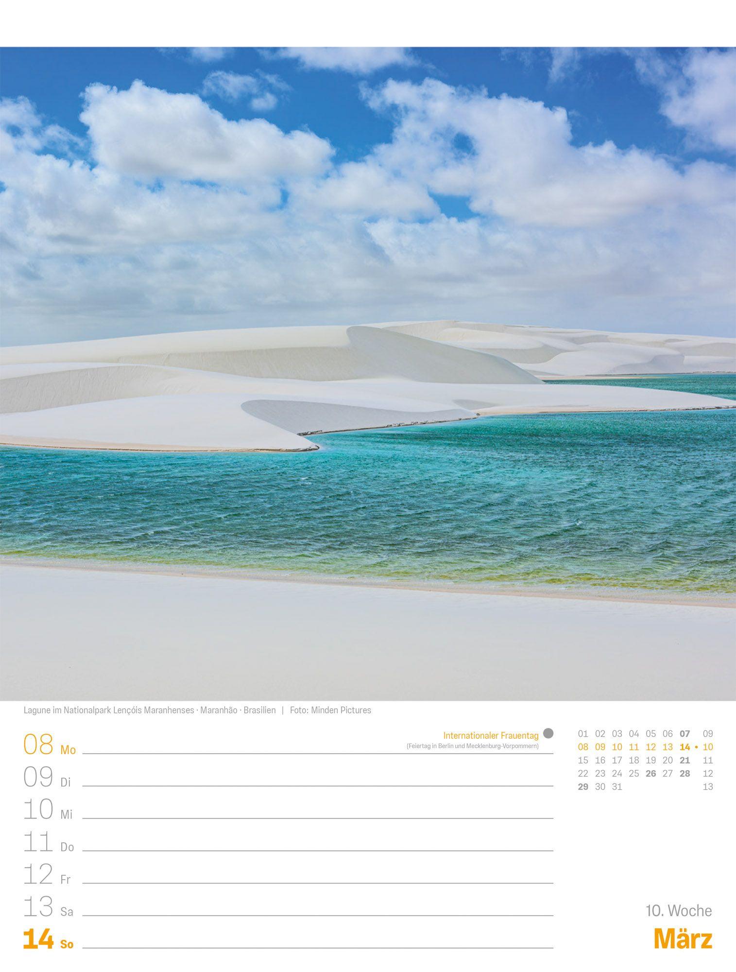 Beispielinhalt (Bild) Planet Erde Wochenplaner Kalender 2027 | Landschaften der Welt