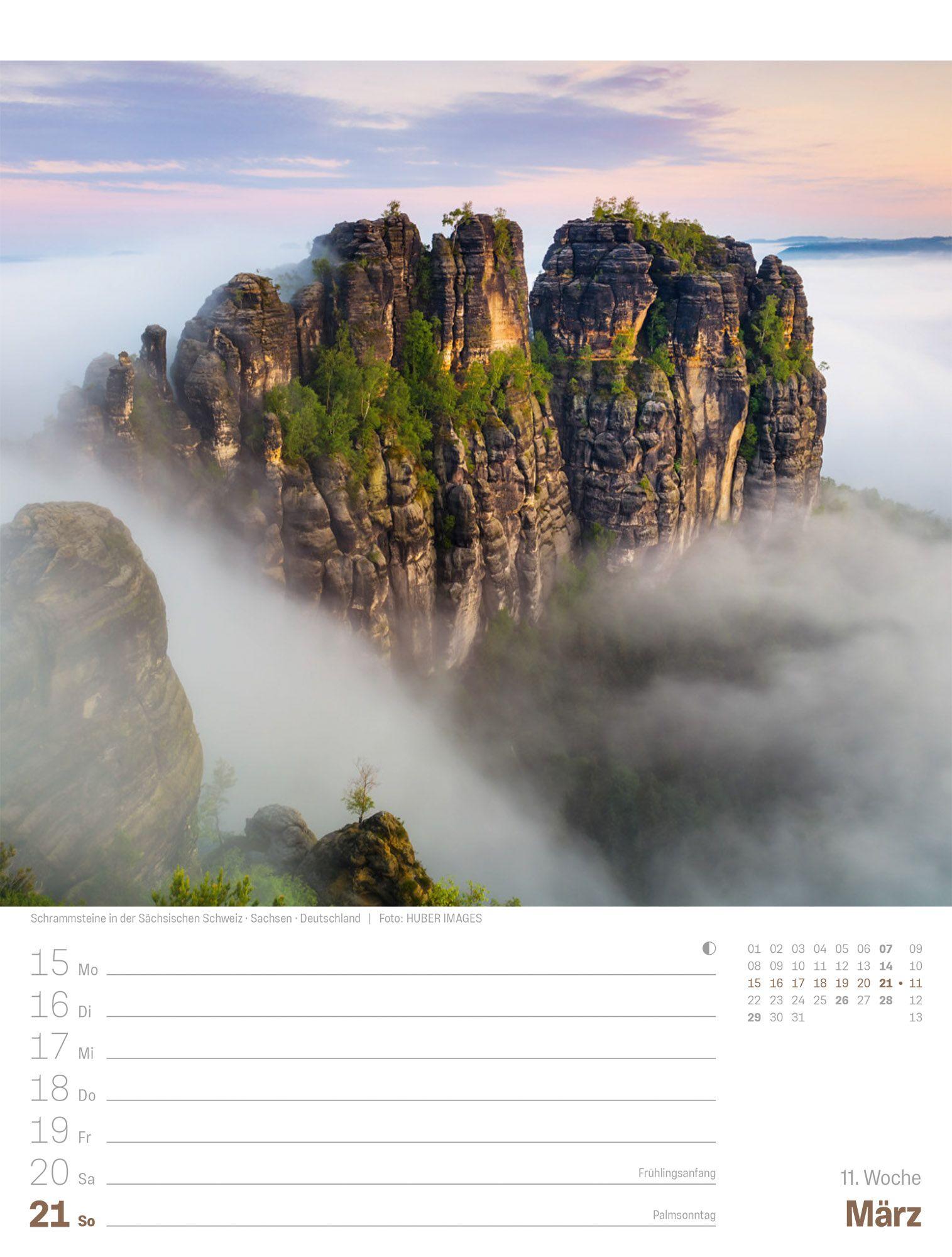 Beispielinhalt (Bild) Planet Erde Wochenplaner Kalender 2027 | Landschaften der Welt