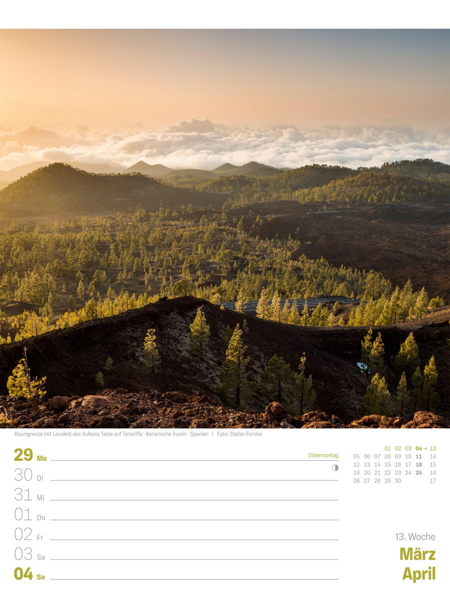 Beispielinhalt (Bild) Planet Erde Wochenplaner Kalender 2027 | Landschaften der Welt