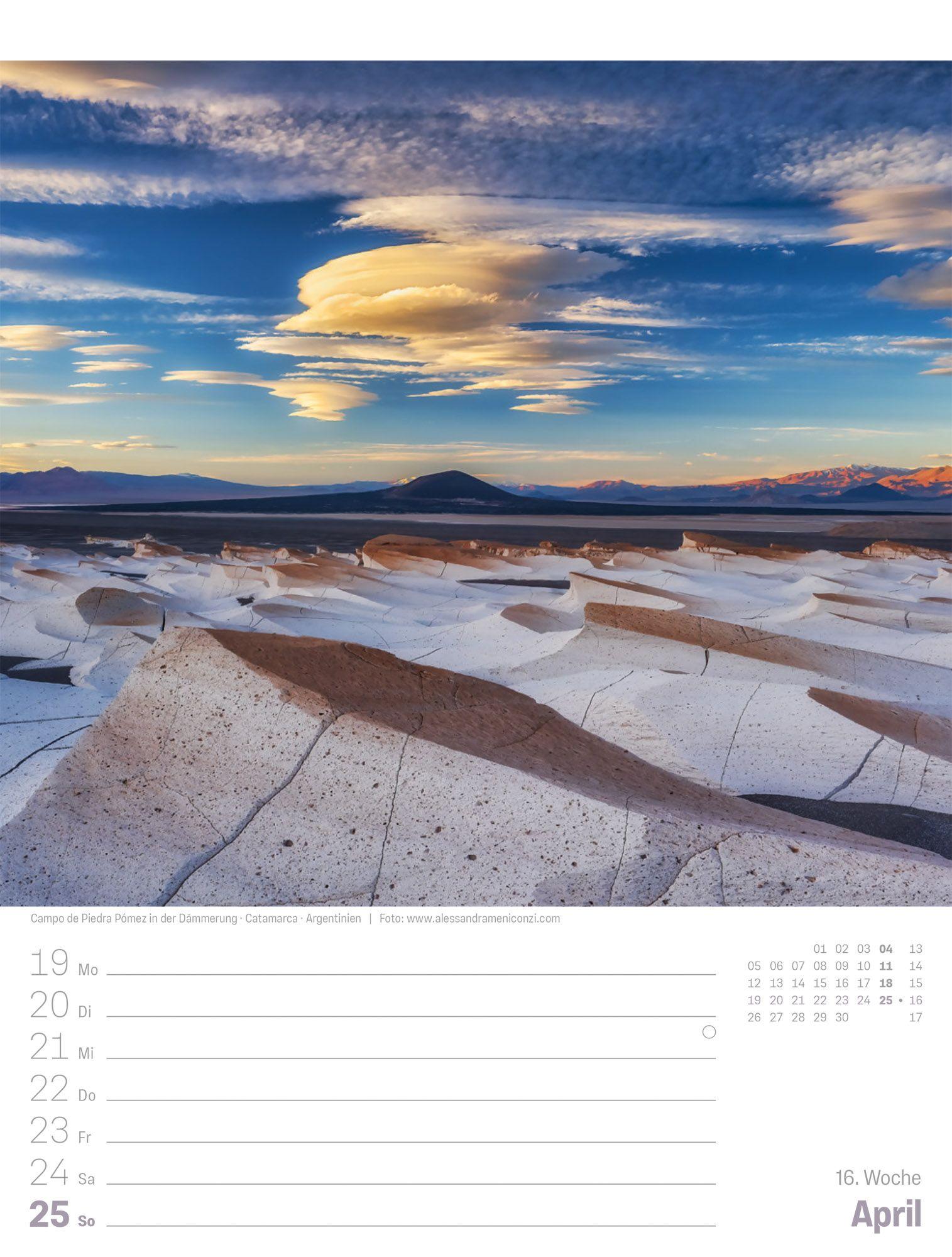 Beispielinhalt (Bild) Planet Erde Wochenplaner Kalender 2027 | Landschaften der Welt