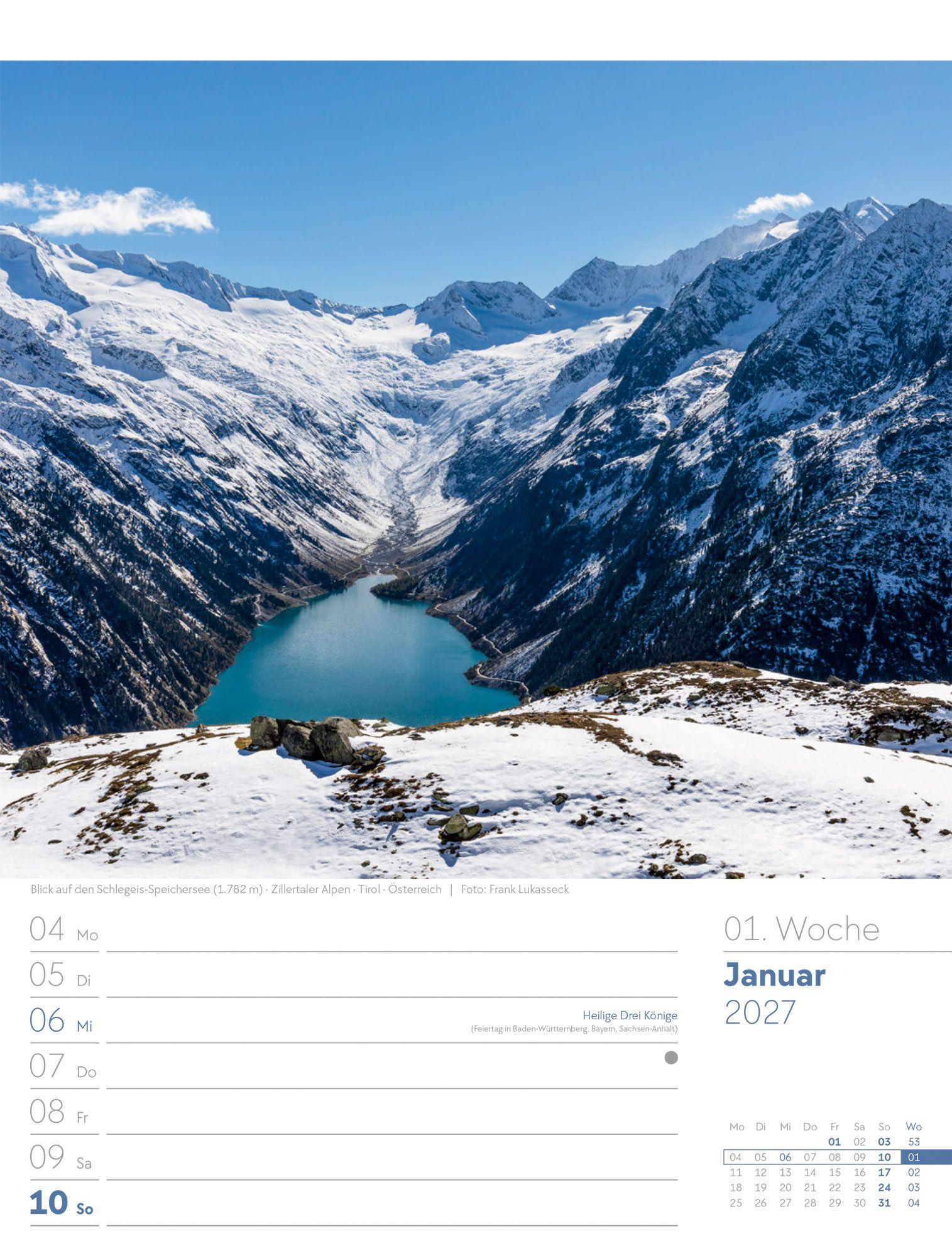 Beispielinhalt (Bild) Faszination Alpenwelt Wochenplaner Kalender 2027