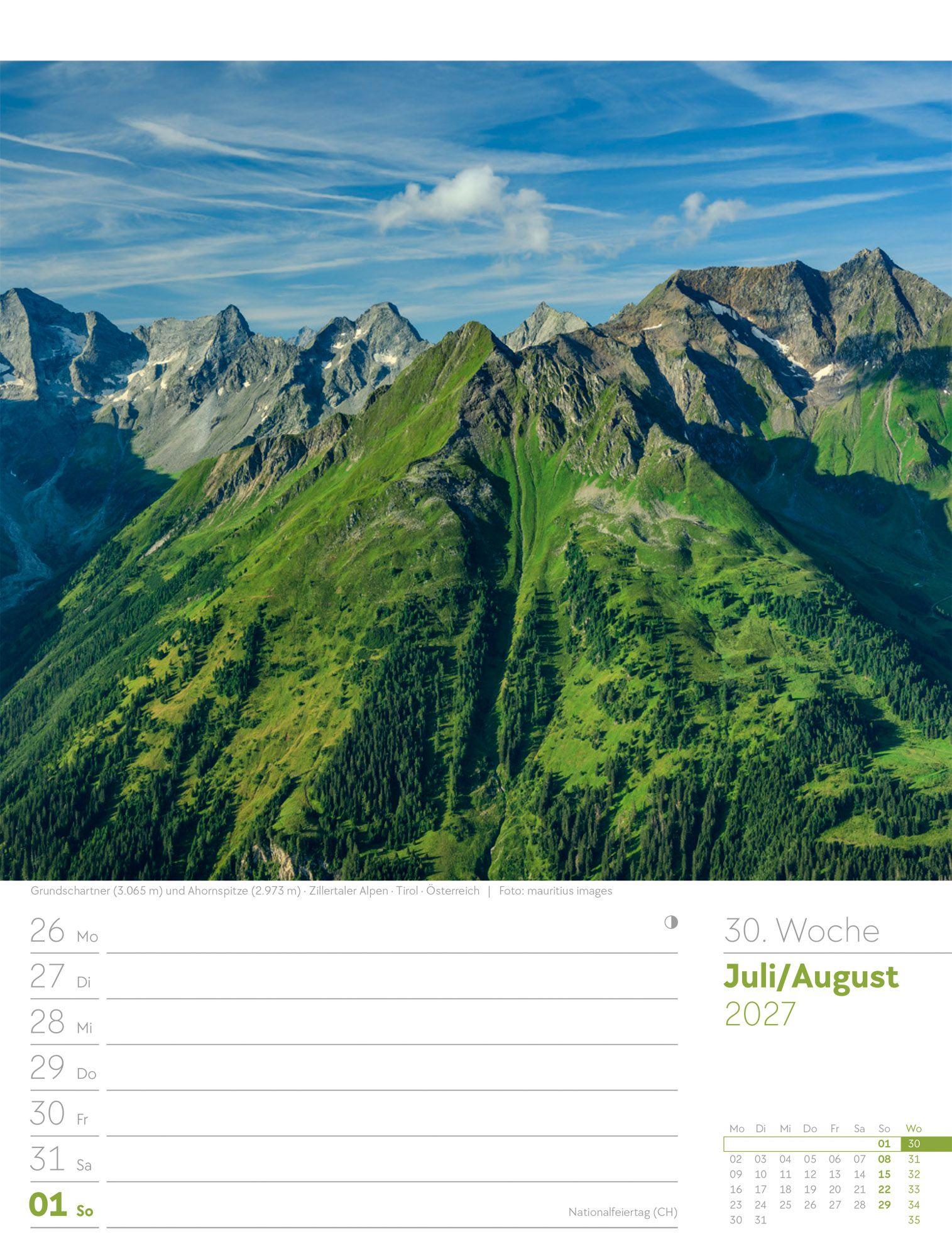 Beispielinhalt (Bild) Faszination Alpenwelt Wochenplaner Kalender 2027