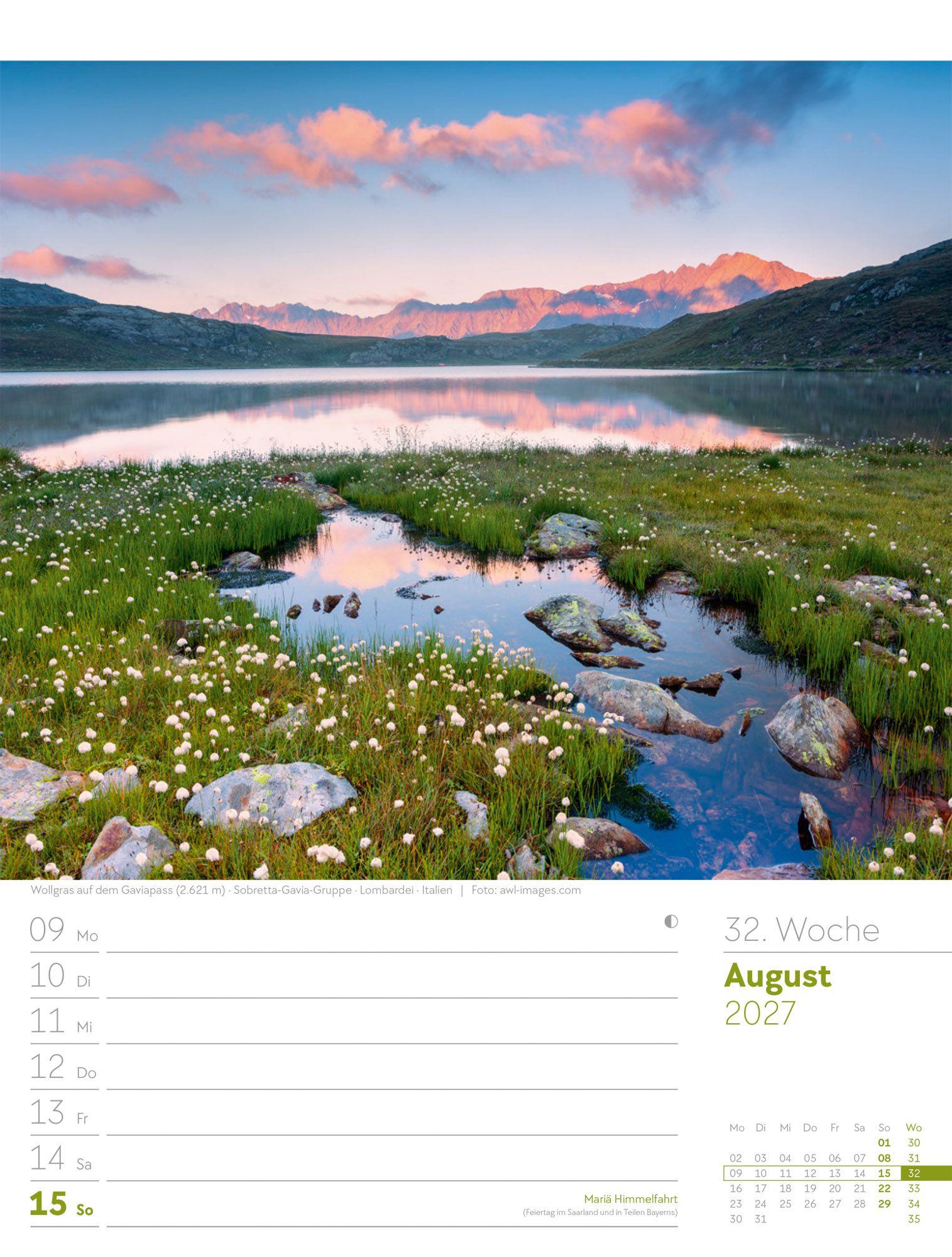 Beispielinhalt (Bild) Faszination Alpenwelt Wochenplaner Kalender 2027
