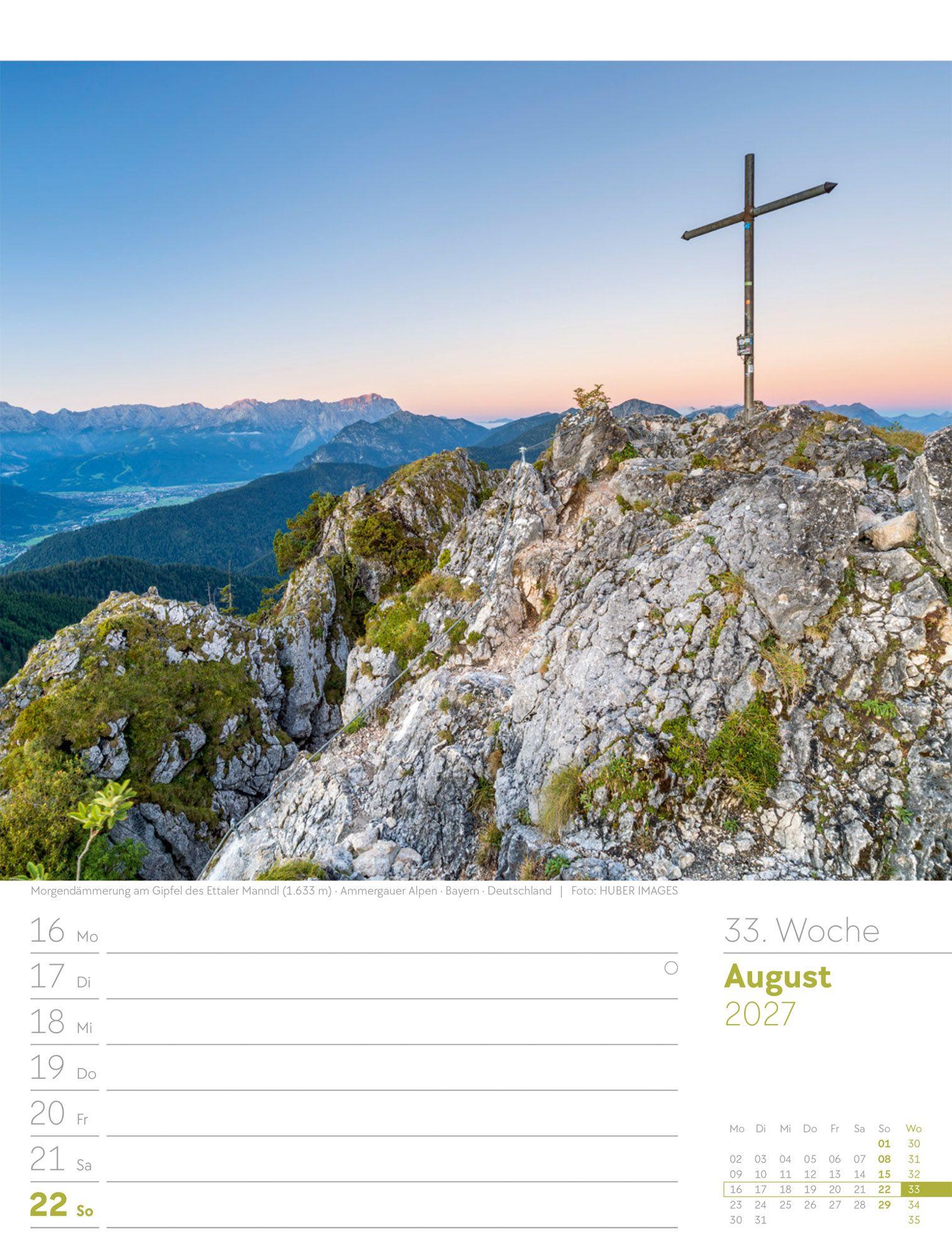 Beispielinhalt (Bild) Faszination Alpenwelt Wochenplaner Kalender 2027