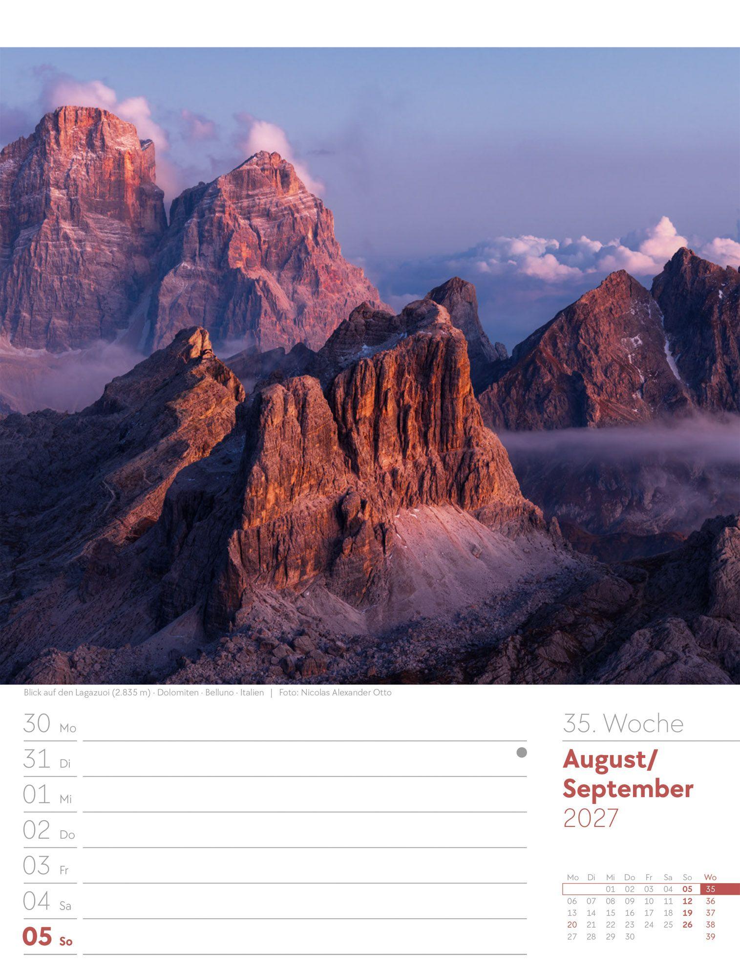 Beispielinhalt (Bild) Faszination Alpenwelt Wochenplaner Kalender 2027