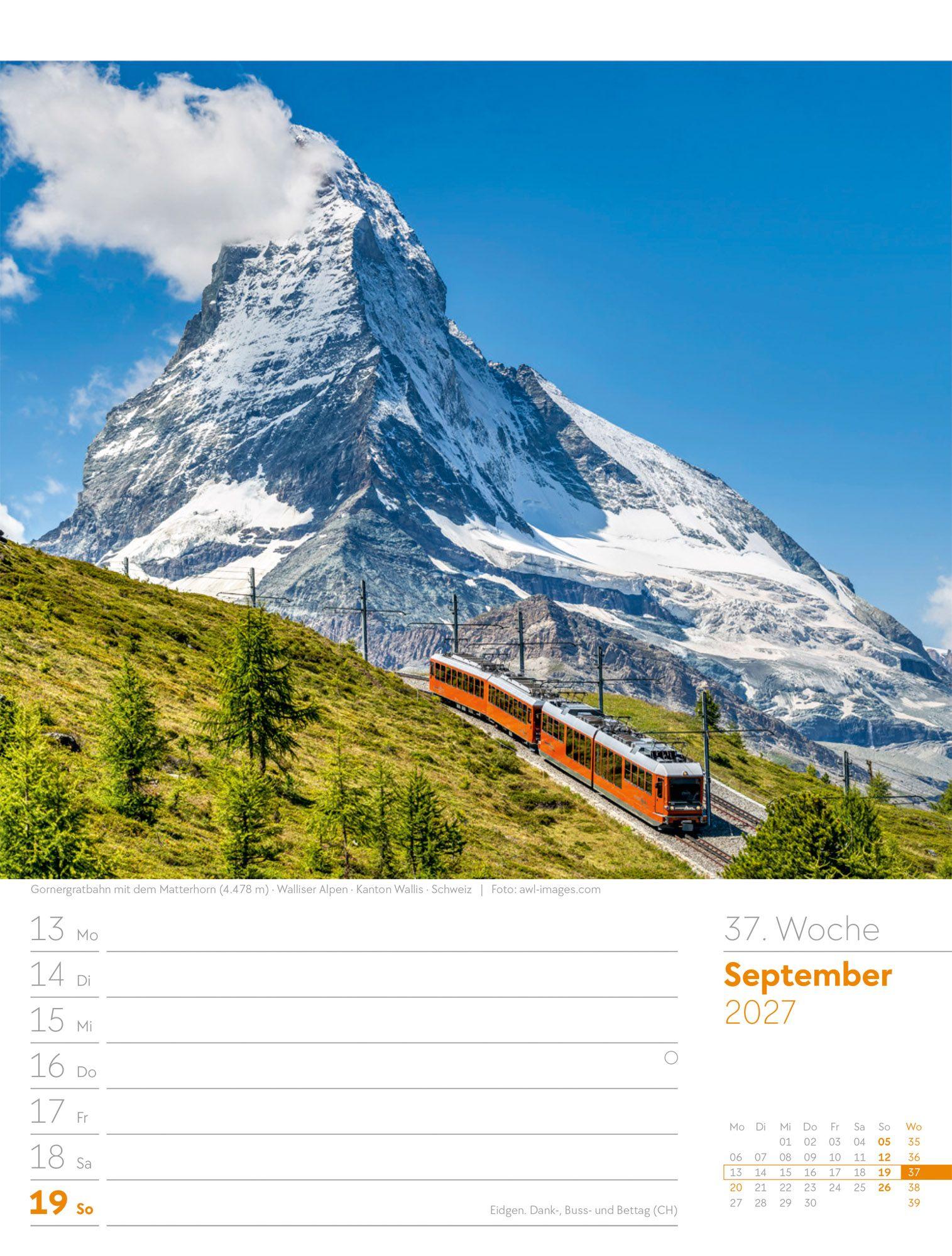 Beispielinhalt (Bild) Faszination Alpenwelt Wochenplaner Kalender 2027
