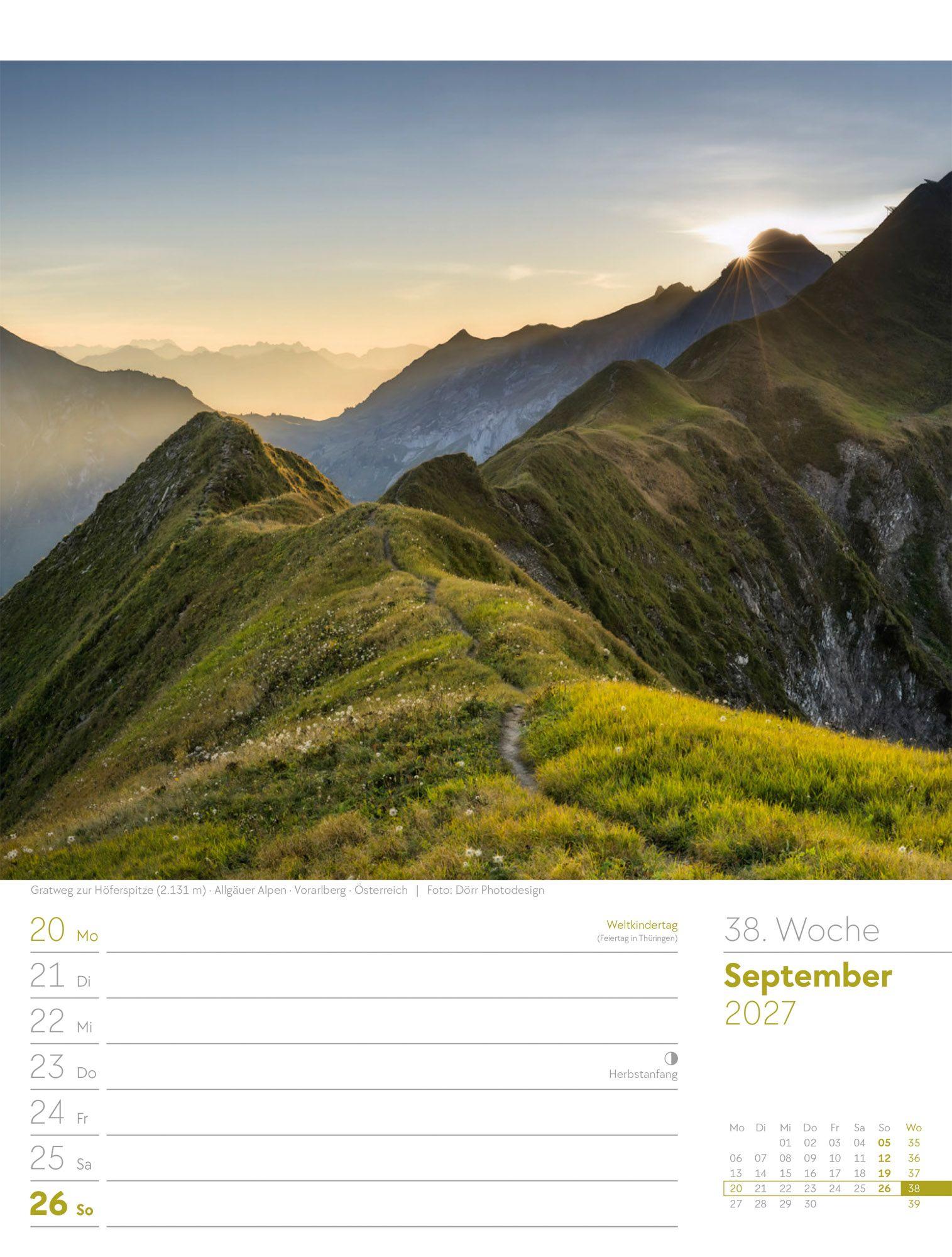 Beispielinhalt (Bild) Faszination Alpenwelt Wochenplaner Kalender 2027